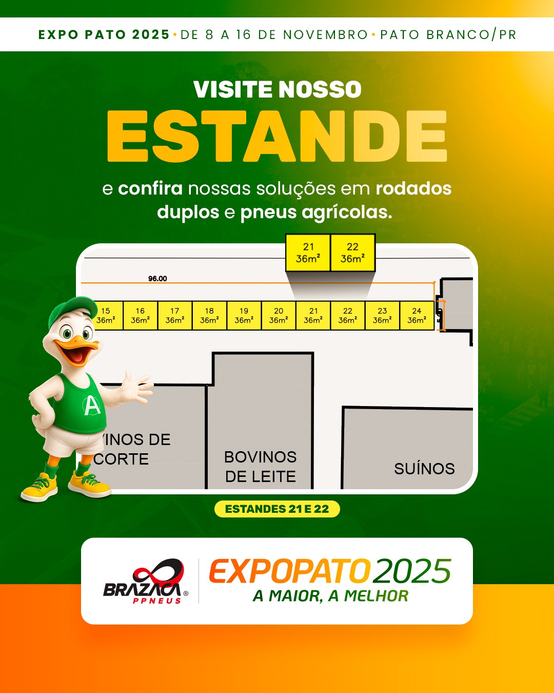Já marcou na agenda? 🤔
De 8 a 16 de novembro, estaremos em Pato Branco - PR, na Expo Pato 2025.
Venha visitar nosso estande, conversar com nossa equipe e conferir como nossos produtos podem transformar o trabalho no campo.
Nossa equipe estará pronta para tirar suas dúvidas e apresentar soluções que realmente fazem a diferença.
Te esperamos!🚜😄
.
.
.
Rodas que movimentam o agronegócio. 🚜
👉 Contatos no link da bio: https://linktr.ee/brazacappneus
📲 WhatsApp (54) 9 9641 9840
#pneus #duplagem #tratores #rodadoduplo #colheitadeiras #agricultura #agro