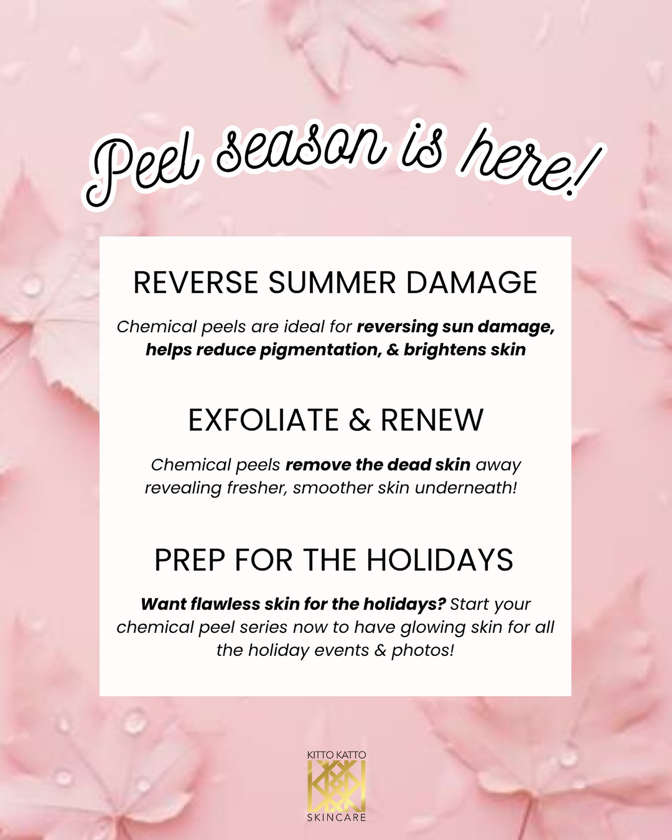 Fall & winter are the perfect seasons for chemical peels 🍁
With less sun exposure your skin has time to truly heal and reveal fresh, glowing, rejuvenated skin
#peelseason #skincaretips #glowyskin #denveresthetician #denvermedspa #medspa #estheticianlife #esthetician