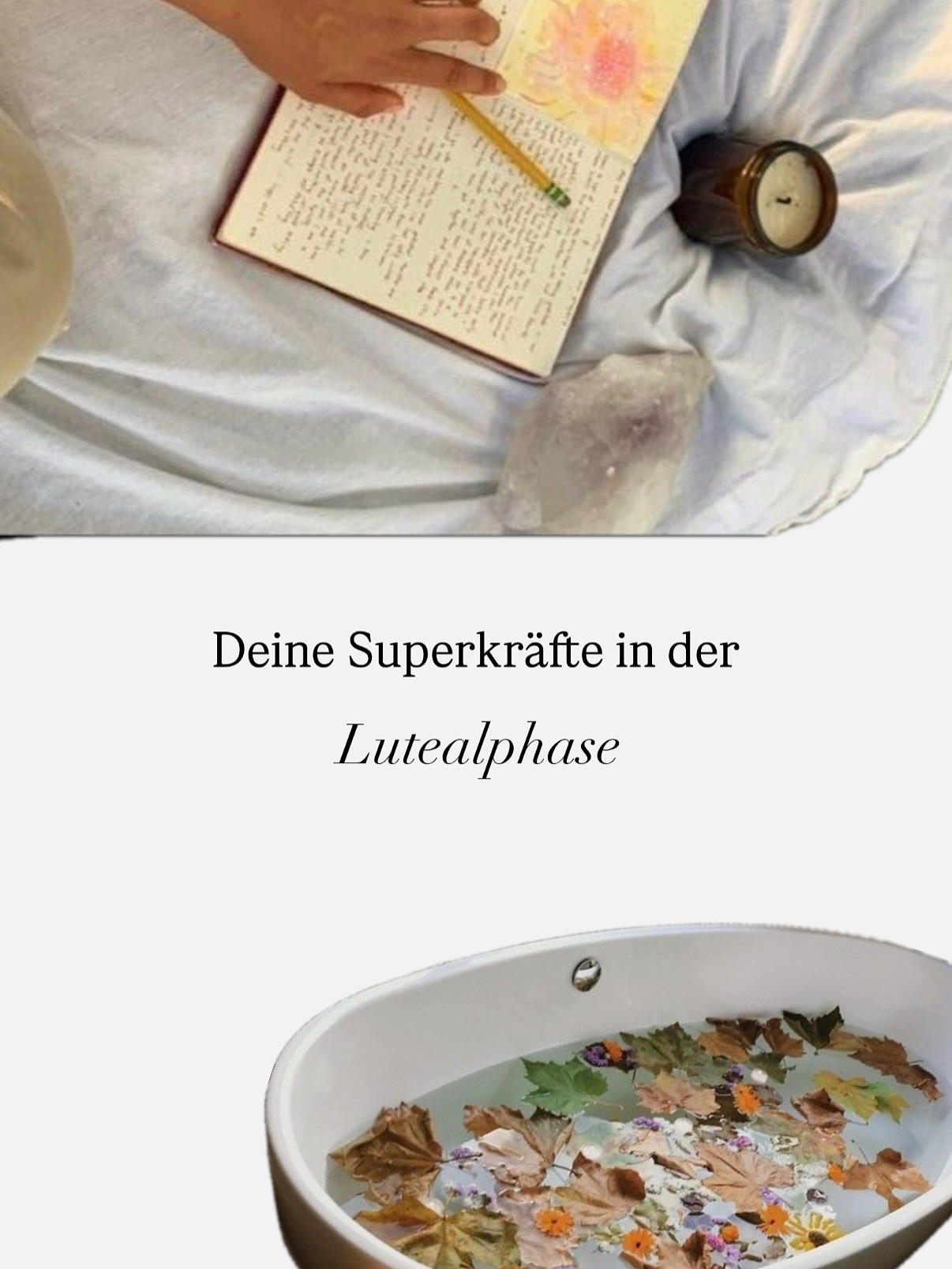 Die Lutealphase muss nicht automatisch mit PMS verbunden sein – nur weil viele Frauen davon betroffen sind, heißt das nicht, dass es „normal“ oder unvermeidbar ist.
💫 Dein Körper spricht mit dir.
In Wahrheit ist die Zeit vor deiner Menstruation eine unglaublich wertvolle und magische Phase, in der du dich besonders tief mit dir selbst verbinden kannst. Wenn du lernst, ihre Sprache zu verstehen, öffnet sich darin ein Raum voller Weisheit, Kreativität und innerer Kraft.
✨ In den nächsten Posts zeige ich dir, wie du mit kleinen Alltagsritualen diese Magie spürbar machen und in deinen Alltag integrieren kannst.
Deine Jana Noel
#zyklus1x1 #lutealphase #pms #ganzheitlichefrauengesundheit #zykluscoaching #menstruationszyklus #feminineflow
