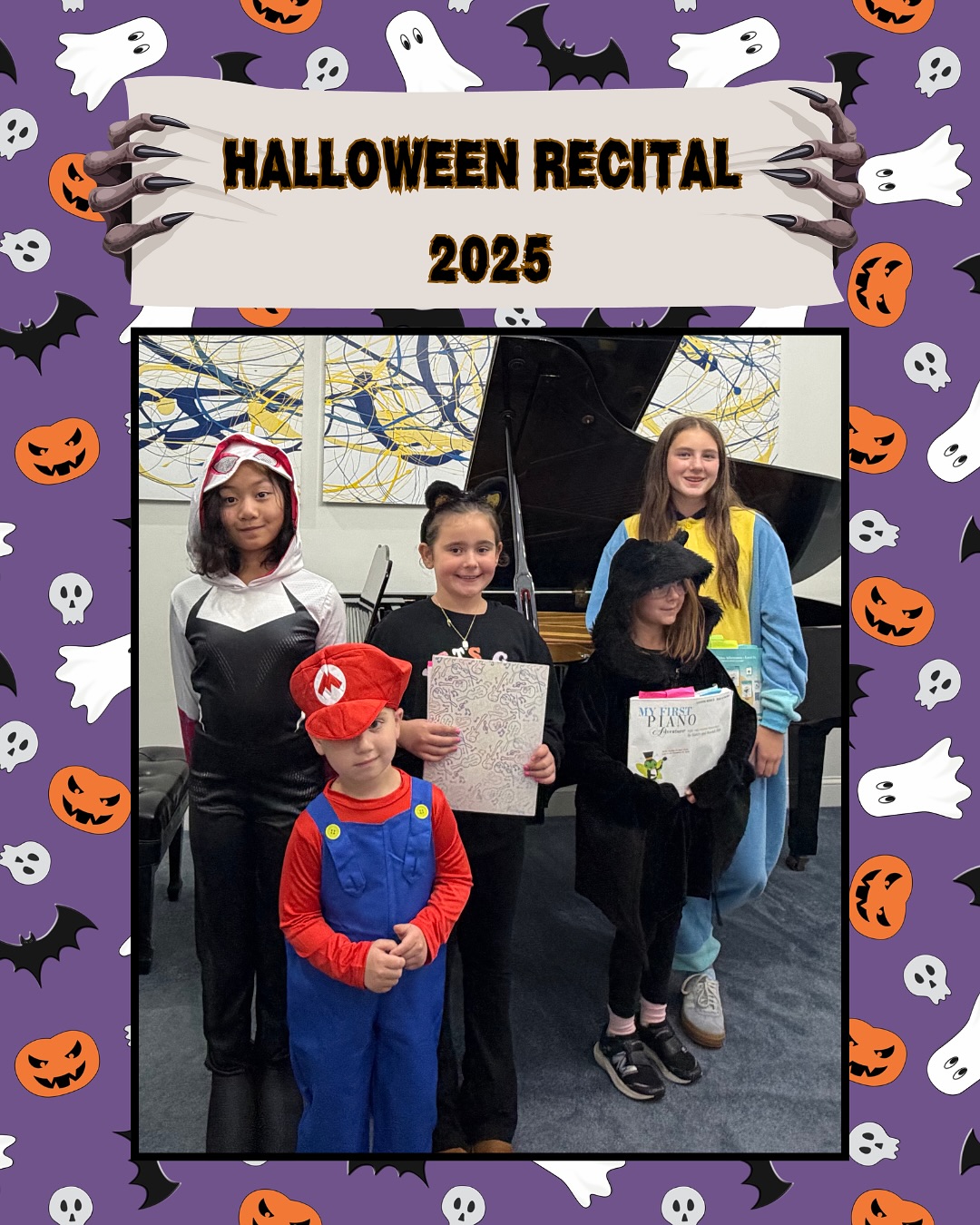 Congratulations to our students who gave spooktacular Halloween Recitals! We loved listening to your performance and seeing your fun costumes!
#happyhalloween #halloween #recital #music #musicschool #musicstudio #greenwich #greenwichmoms #portchester #ryebrook #westchester #musiceducation #musiceducator #musicstudent #composer #pianoteacher #pianolessons #singinglessons #violinlessons