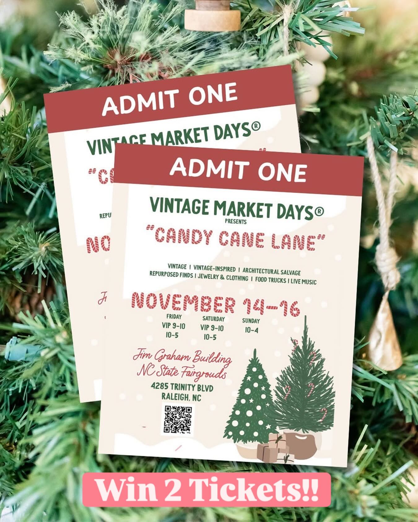 🎟️ TICKET GIVEAWAY! 🎟️
Who’s ready to jingle all the way to Vintage Market Days® of the NC Triangle? ✨🛍️
How to enter:
✅ Like this post
✅ Comment something festive (ex: “I’m ready to shop ’til I drop at Candy Cane Lane!”) 🎄
✅ Follow @VintageMarketDaysoftheNCTriangle on Facebook or @vintagemarketdaysofnctriangle on Instagram
🕛 Deadline: Monday, November 10 at 12:00 PM (noon)
Good luck and happy holiday shopping! ✨
#VintageMarketDays #NCTriangle #HolidayMarket #ShopSmall #LocalVendors #RaleighEvents #DurhamNC #CaryNC #HolidayShopping #Giveaway