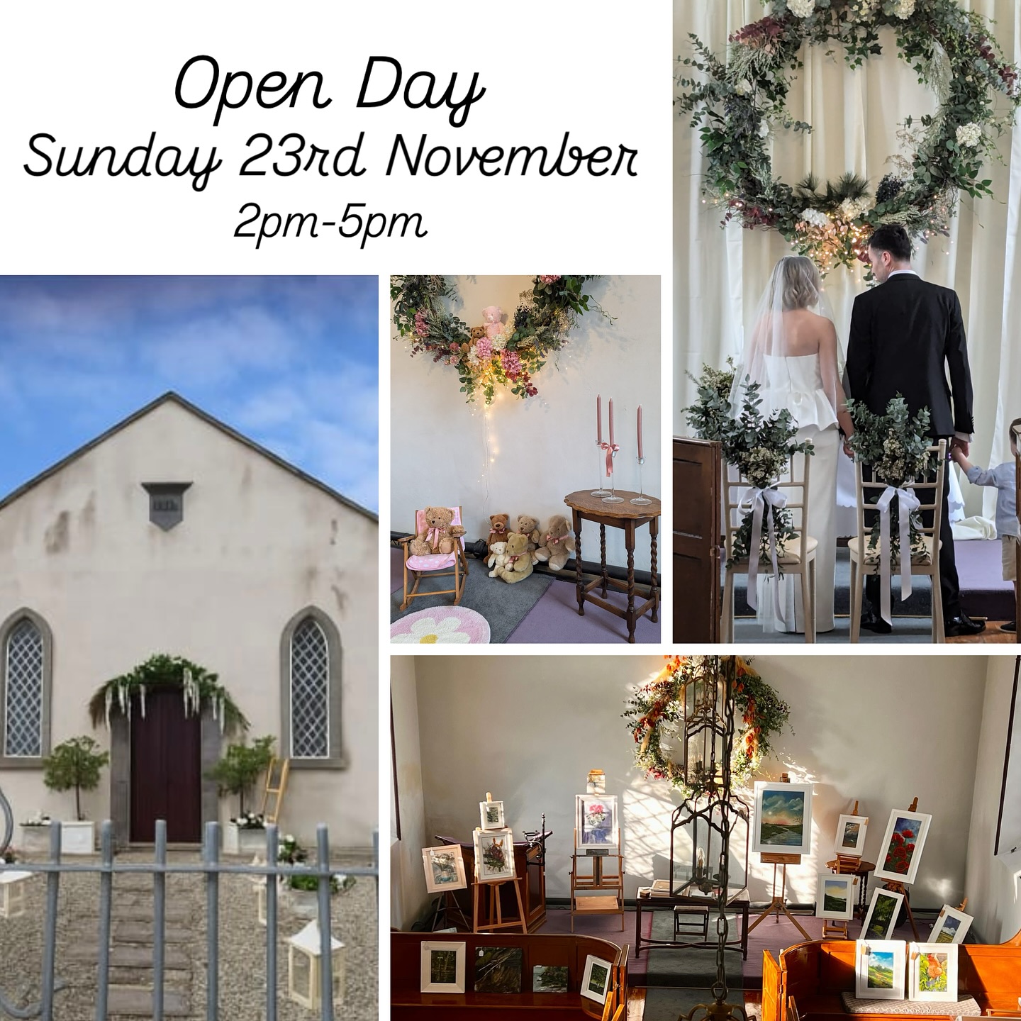 We are so happy to invite you all to Woodside chapel’s Open Day 💒
📍Sunday 23rd November 2pm - 5pm.
Whether you are a couple planning a wedding or looking for the perfect venue for a loved ones memorial service, a choir or musician searching for the right space for a concert, an artist planning an exhibition, or if you have an upcoming event that needs a unique venue, Woodside Chapel Castlebellingham Co. Louth is the place for you!
Hope to see you all there 🥳
#chapel #wedding #eventspace #irishwedding #ceremony #gallery
#celebrants #musicians