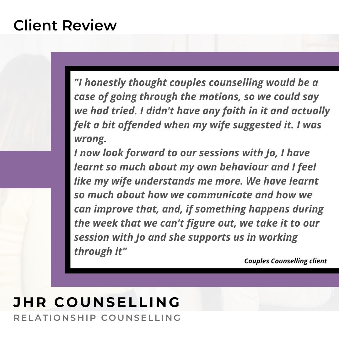 Its not uncommon to think your relationship is past saving. People can become so ingrained in their routines, their habits and 'the way it is' that they can't see past it, they can't see another way.
Sometimes its useful to think about what you once had, what you would like and ask yourself, is it worth a try?
.
.
.
#Customerreviews
#clientreview
#feedback
#therapyreview
#successstory
#couplestherapist
#zoomcounselling
#talk
#relationshipconfession
#onlinecounsellor
#relationshipconfessions
#mentalhealth
#getbacktohappy
#relationshipadvice
#changemanagement
#talkingworks
#learntotalk
#communicationwrongs
#selfdevelopmenttools
#happycounsellor
#happycouples
#couplescounsellingforparents
#therapyforcouples
#emotionalwellbeing
#relationshiptips
#jhrcounselling
#couplestherapy
#findingheadspace
#healing
#relationshipbliss