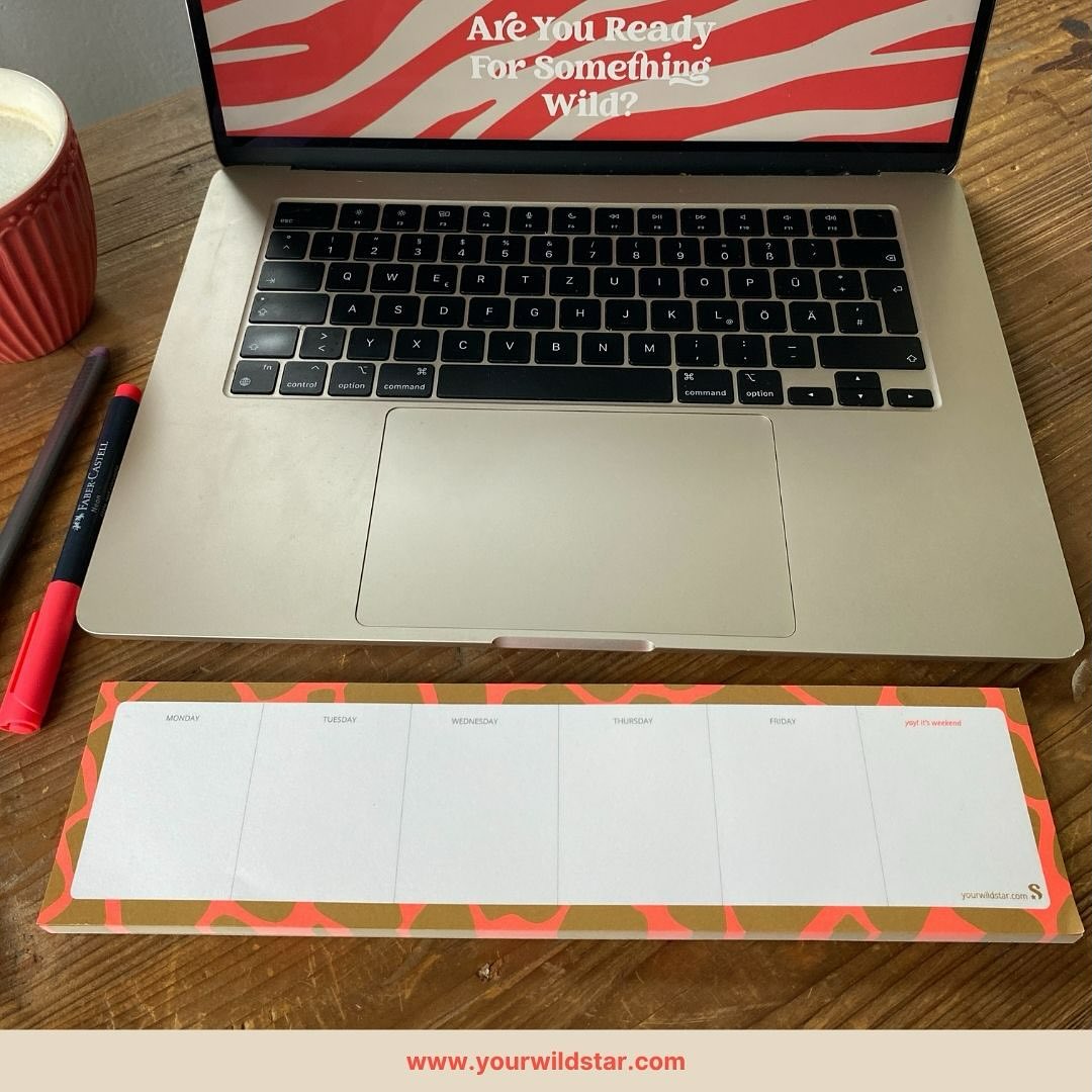 Meet the Keyboard Planner
For all those wild ideas that strike between emails, coffee sips, and phone calls.
Your perfect laptop companion — always ready to capture what matters most, and to do it in style.
Ideal for your daily priorities, little “don’t-forgets,” and those sparks of inspiration that appear out of nowhere.
Sometimes the best plans start right where you work.
#wildstar #DreamPlanShine #keyboardplanner #stationerydesign #madeingermany #gmundpaper #paperlove #creativemindset #planningtools #organiseyourlife #bolddesigns #neonvibes