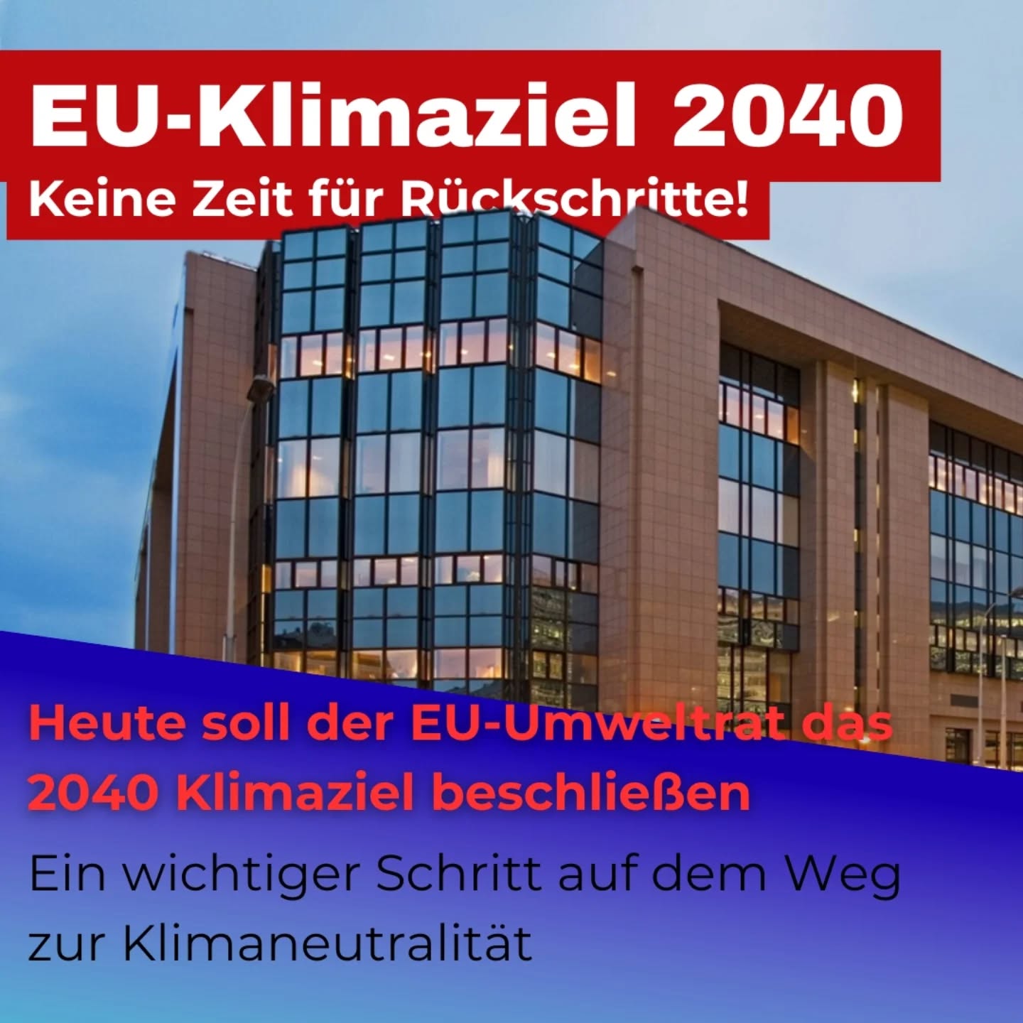 🖼️ Slide 1
📣 EU-Klimaziel 2040: Keine Zeit für Rückschritte! 👉 Der EU-Umweltrat wird heute sie geplanten Klimaziele 2040 beschliessen - ein wichtiger Schritt auf dem Weg zur Klimaneutralität.
🌍 Slide 2
Schon heute bedroht die Klimakrise unser Leben, unsere Gesundheit und unsere Wirtschaft. Umso wichtiger ist es, Kurs beim Klimaschutz zu halten.
⚠️ Slide 3
Viele Länder haben im Gesetzgebungsprozess für weitere Auflockerungen eines ohne hin schon geschwächten Vorschlags gekämpft.
Gerade internationale Zertifikate sind ein großes Problem.
⚠️ Slide 4
Anstatt ihre Emissionen selbst zu senken, sollen EU-Staaten künftig auch Zertifikate aus Nicht-EU Ländern kaufen können, um ihre Ziele zu erreichen.
Warum sind solche Zertifikate ein Problem?
- Verhindern stärkere nationale Bemühungen
- Verursachen Menschenrechtsverstößen im globalen Süden
- Führen oft nicht zu versprochener CO₂-Reduktion
💪 Slide 5
Statt internationaler Zertifikate brauchen wir echten europäischen Klima- und Naturschutz und einen gerechten Umbau unserer Industrie!
🤝 Slide 6
Wir stehen geschlossen an der Seite der vielen sozialdemokratischen Abgeordneten, die sich dem aktuellen Angriff auf den EU Green Deal entgegenstellen und für ein ambitioniertes EU-Klimaziel kämpfen!
#klimaschutz #klima #europe #klimagerechtigkeit #europäischeunion