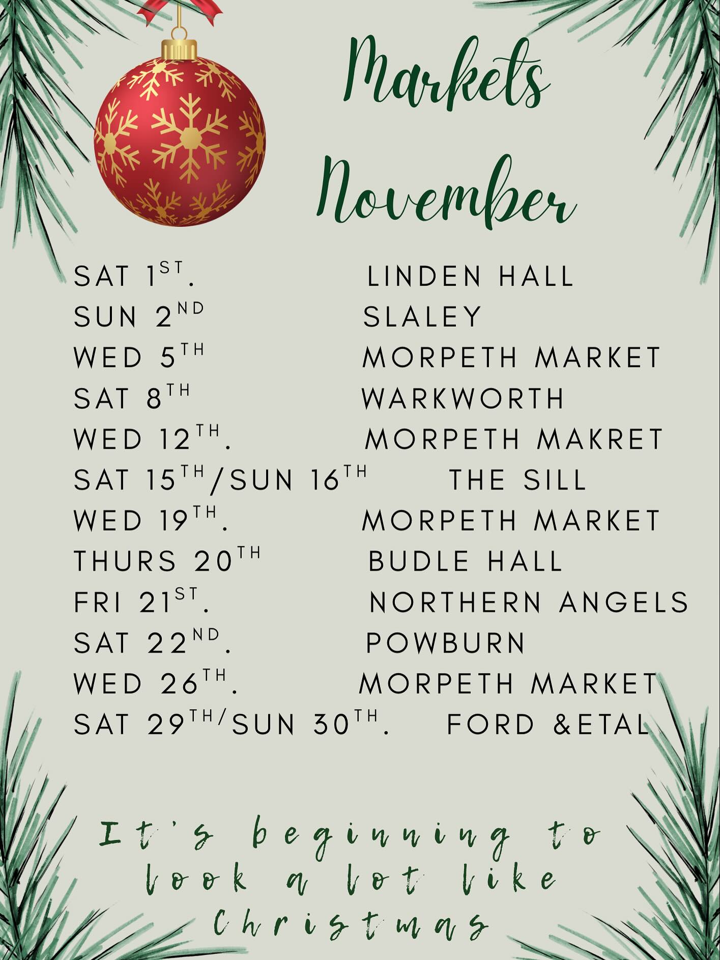 Planned your Christmas shopping?? My November dates 😊
#christmasshopping #christmasmarket #christmas #makers #artisan #chocolate #gifts