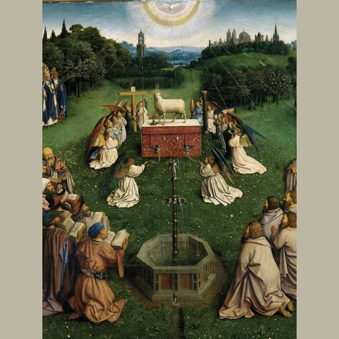 Is there a piece of art that has deeply moved you? What was it, where were you, why did it impact you deeply, what did it reveal about you or God?
Think about All Saints and All Souls Day - how can you pray more often to the saints and pray more for the souls in purgatory? Why is remembering the people who have gone before us important?
•
Image: Adoration of the Mystic Lamb (part of the Ghent Altarpiece), Jan van Eyck, 1430-32. Saint Bavo’s Cathedral, Ghent, Belgium.
•
•
#beauty #sacredart #art #adportacaeli #catholic #catholiclifestyle #prayer #faith #truegoodandbeautiful #catholicart #catholicconvert #arthistory #religious #adorationofthelamb #ghentaltarpiece #ghent #altarpiece #janvaneyck #jan #vaneyck #belgium #bayoscathedral