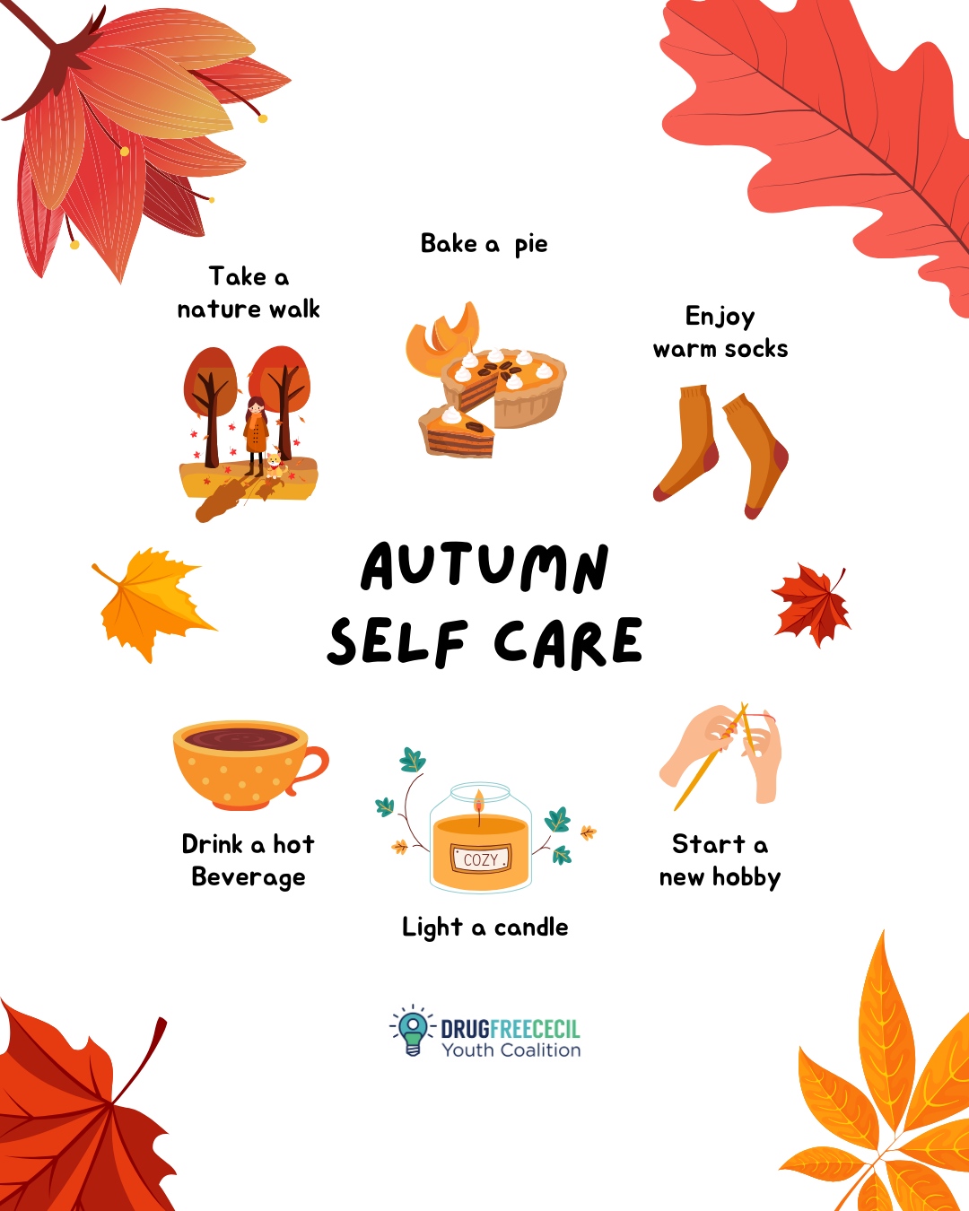 Take care of yourself this autumn!
#HealthyMindHealthyLife #MindMatters #StayStrongStayHealthy #WellnessForYouth #MentalHealthAwareness #ChooseYourFuture #LifeWithoutLimits #PreventionWorks #LeadTheWay #KnowTheFacts #HealthyChoicesMatter