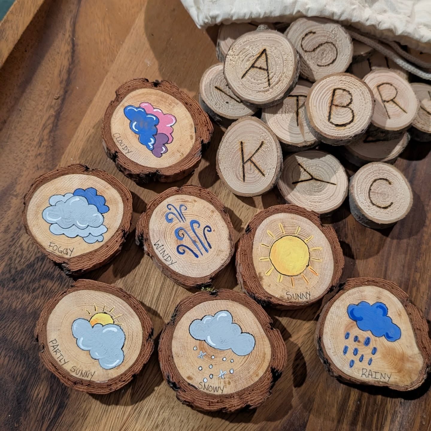 As our seasons change and weather becomes dramatic it's a wonderful opportunity to include our weather rounds into a daily routine.
Teaching about weather helps children develop a better understanding of the environment and how it affects their daily lives. Learning about weather fosters curiosity, observational skills, and scientific thinking.
This set was made on ponderosa pine from the Cranbrook area and went to off to it's new home a week ago.
Orders are coming in for the holidays which is only a few weeks away!!
#weather
#learningabouttheweather #HandsOnEducation #handmadewithlove❤️ #HandPainted #learningresources #earlylearning #homelearning #daycare #EducationalTools #toysthatmatter #JoyOfLearning #KidsEducationalTools
