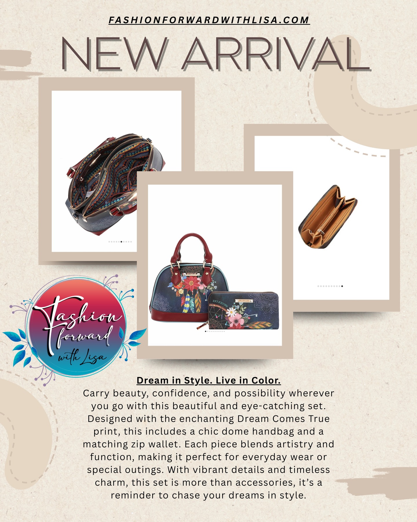 NEW ARRIVAL
Dreams Come True 2pc Set
Dream in Style. Live in Color.
Carry beauty, confidence, and possibility wherever you go with this beautiful and eye-catching set. Designed with the enchanting Dream Comes True print, this includes a chic dome handbag and a matching zip wallet. Each piece blends artistry and function, making it perfect for everyday wear or special outings. With vibrant details and timeless charm, this set is more than accessories, it’s a reminder to chase your dreams in style.
BUY IT HERE: https://www.fashionforwardwithlisa.com/product-page/dreams-come-true-2pc-set
visit us online at:
FashionForwardWithLisa.com
and check out our 5 star reviews on google.
#fashion #FashionTrends #fashionstyle #smallbusiness #smallbusinessowners #longisland #suffolkcountyny #nassaucountyny #FashionForward #FashionFinds #clothing #handbags #lakegrove #smallshopsdreambig #womensaccessories #jewelry #shopnow
#womensclothing #womensclothingstore
#shopping #shoppingonline