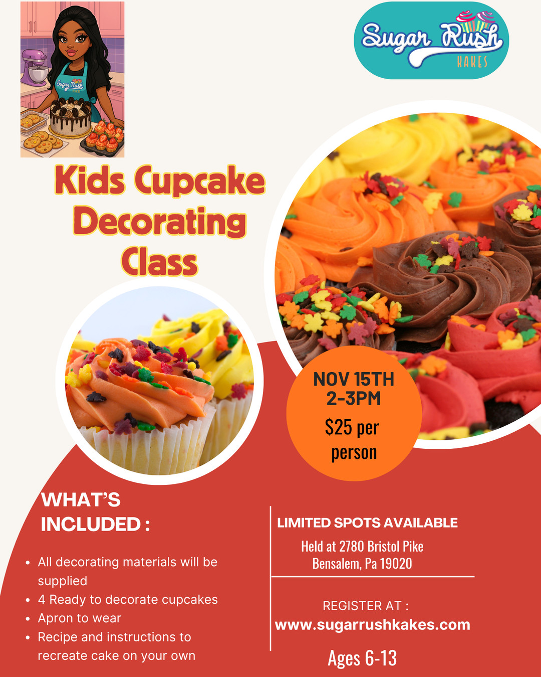 🍁 Let your little ones swirl and sprinkle their way into the season at our Kids Cupcake Decorating Class! Join us on November 15th from 2 PM to 3 PM at Eddington in Bensalem for a fun and creative experience tailored for young bakers. It's hands-on, festive, and delicious! Drop by our bio link to save your spot today!