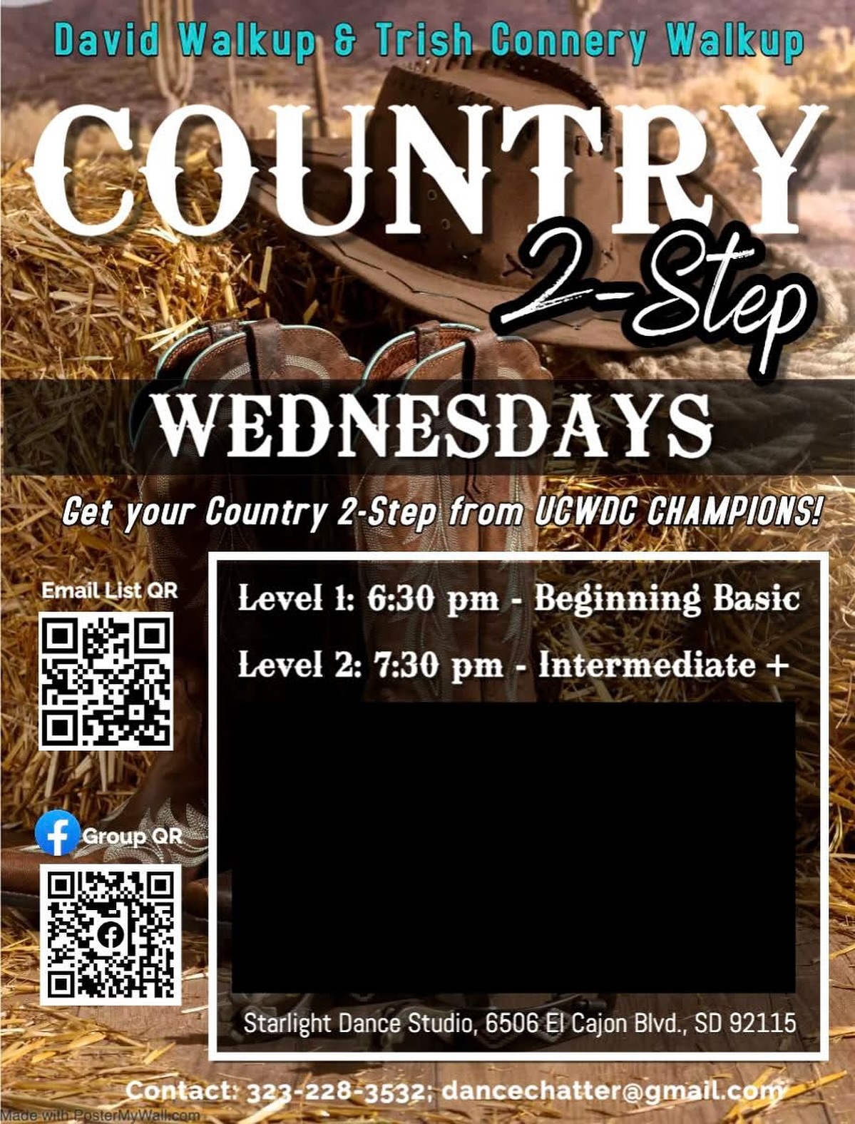 Wednesday Country 2-Step Classes return to Starlight starting tonight, Wednesday, Nov 5th!
Join us in class and on the dance floor 😁