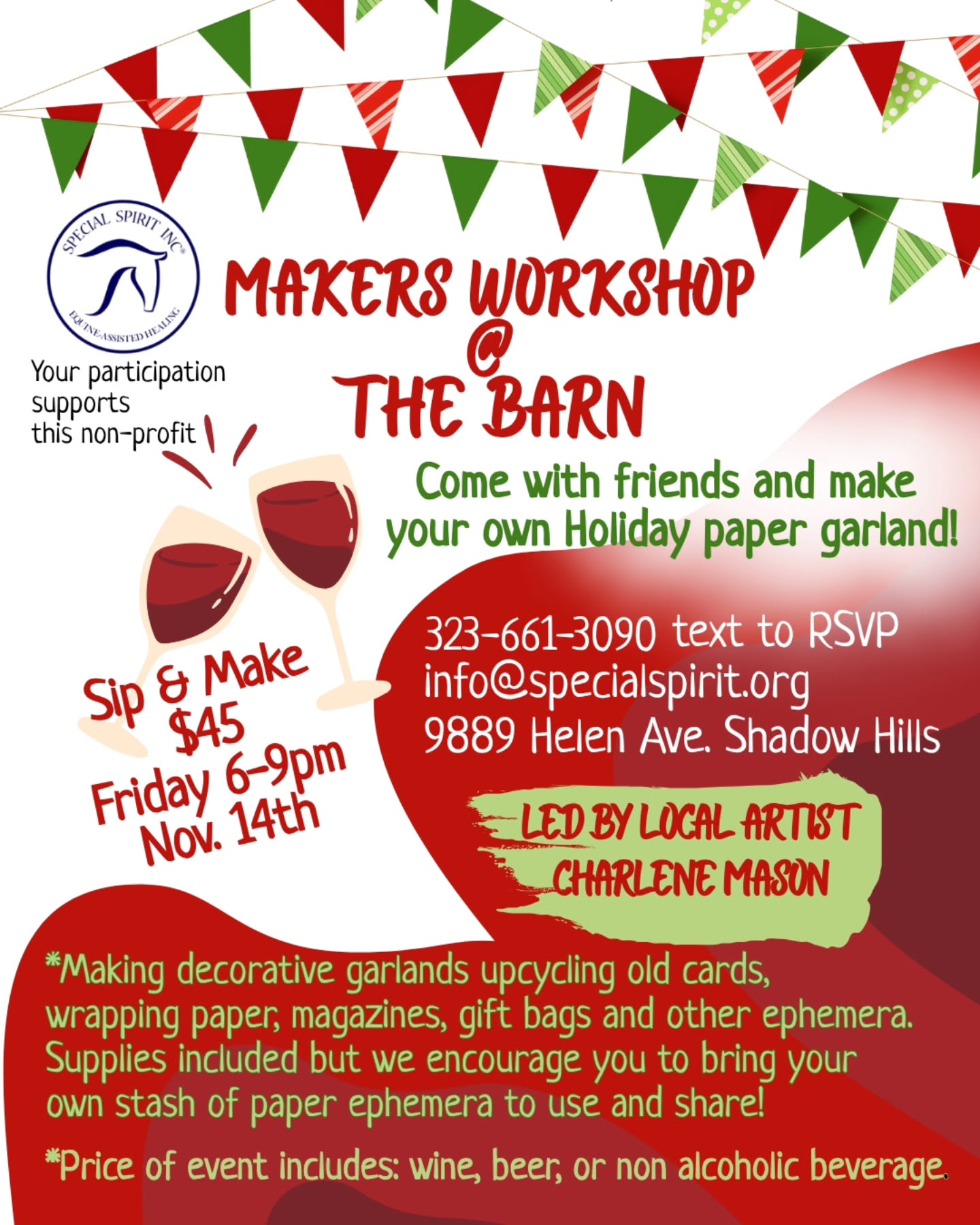 Starting the holidays off right. We are-inaugurating the studio barn with a craft and sip party led by Char @charluna10
JOIN US Nov 14 6-9pm