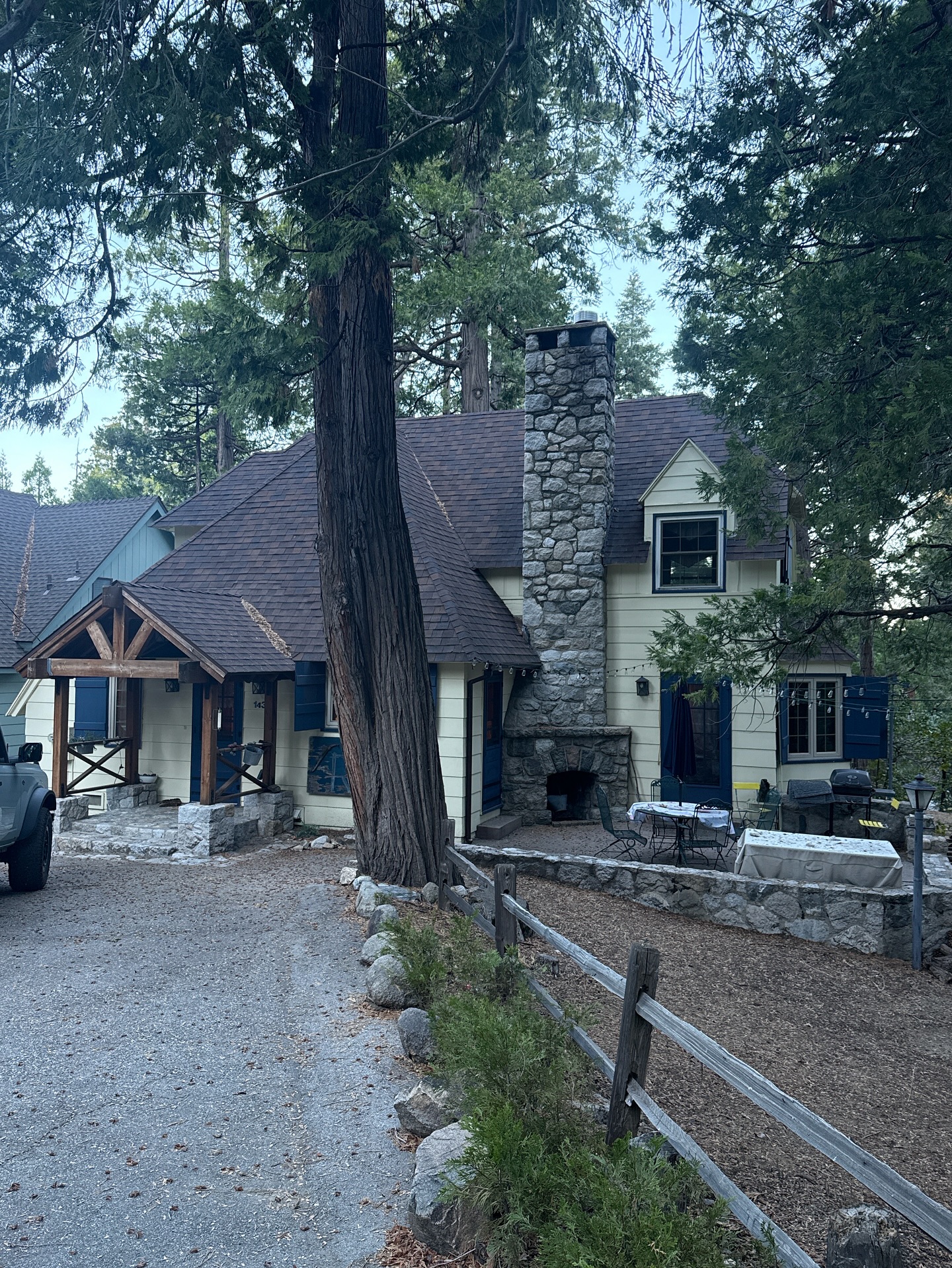 Inspecting a beautiful cabin in the woods today.