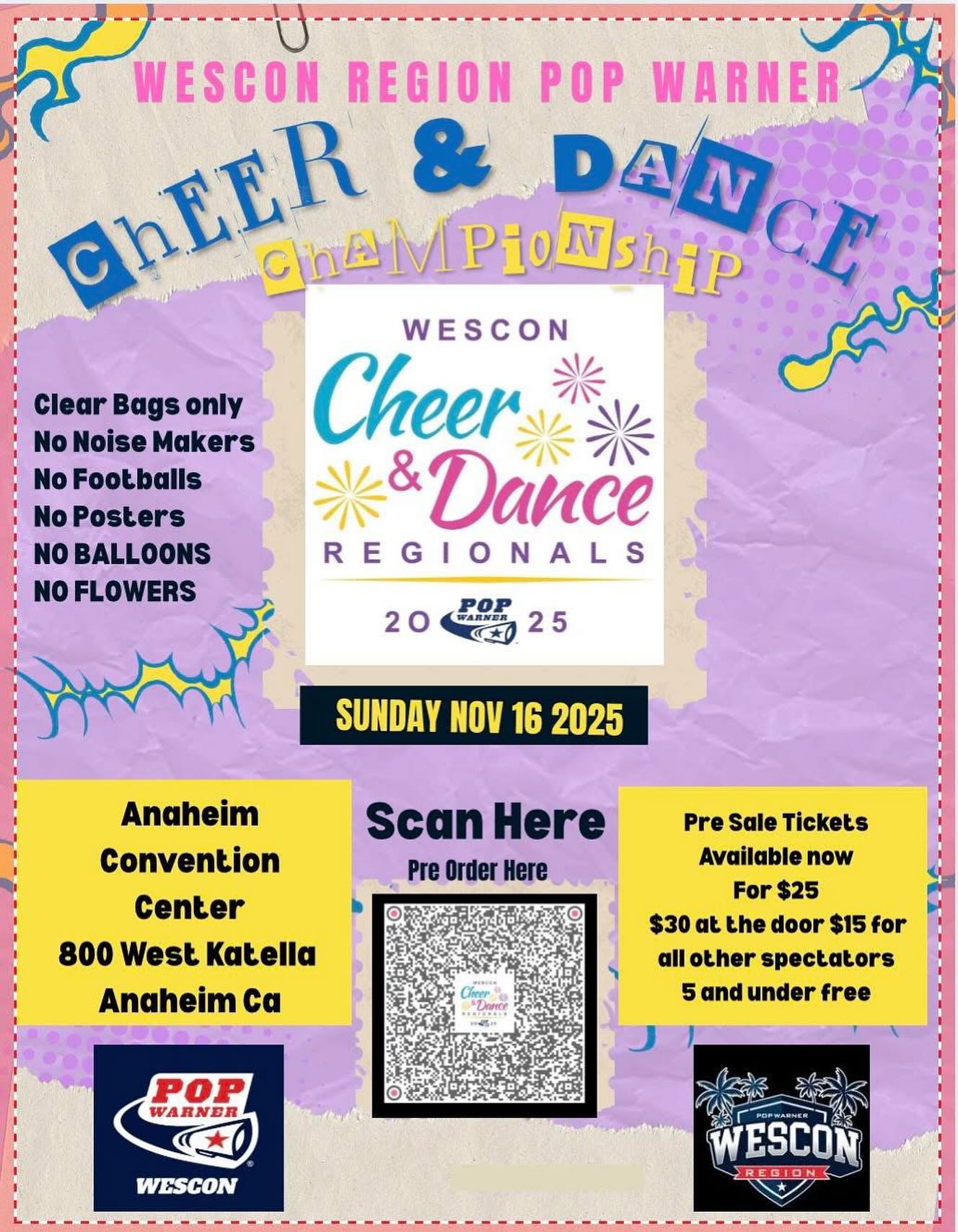 💥 1 Week Countdown! 💥
It’s almost time for the 2025 WESCON Regional Cheer Competition! 🎀🙌
📍 Anaheim Convention Center
Grab your pre-sale tickets online now, or purchase at the box office starting at 7 AM on event day.
Let’s gooo Tiny Mite & Pee Wee Cheer! 🩵🎀
Regionals, we’re coming for ya! 🙌🔥
#cheer #cheerleading #cheerleader #DelRanchoCheer #DRPWcheer #DelRanchoPopWarner #TinyMite #PeeWee #WESCONRegionals #WESCONCheer #westcoastconference #popwarner #popwarnercheer #youthsports