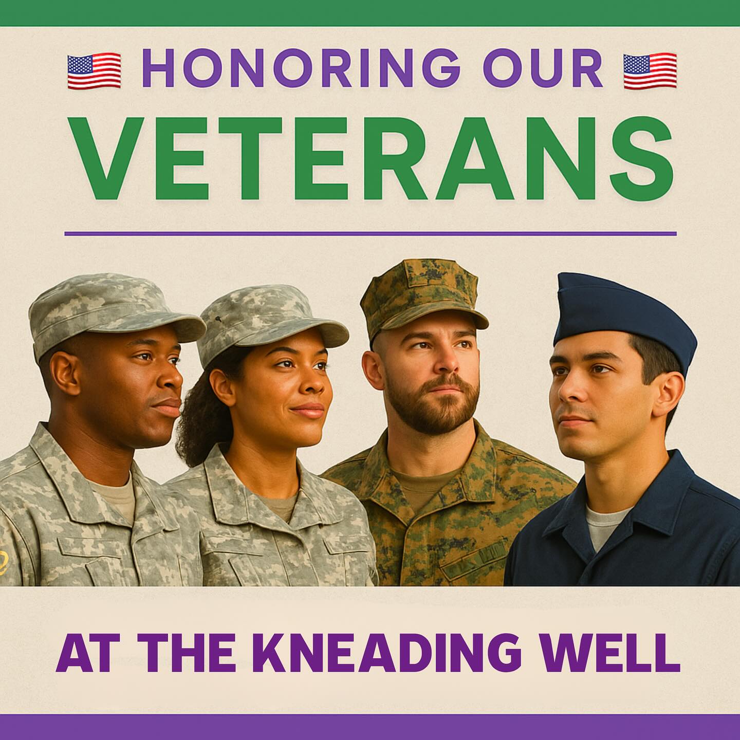 šŗšø Honoring Our Veterans ā Today and Every Day šŗšø
At The Kneading Well, itās an honor to serve those who have served. Through the VA Community Care Network and to every Veteran who walks through our doors, weāre privileged to provide therapeutic massage to Veterans who have dedicated their lives to protecting ours.
Your courage inspires the care we give. Your resilience reminds us why healing and recovery matter. Every session is more than a massage ā itās a moment of restoration for the mind, body, and spirit.
š From all of us at The Kneading Well ā thank you for your service, your sacrifice, and your trust. Weāre proud to support your wellness journey.
#VeteransDay #VeteransWellness #VeteransMatter #TheKneadingWell #KyanniTheKneader #MassageTherapy #HealingForHeroes #RestRecoverRepeat #GratitudeInAction