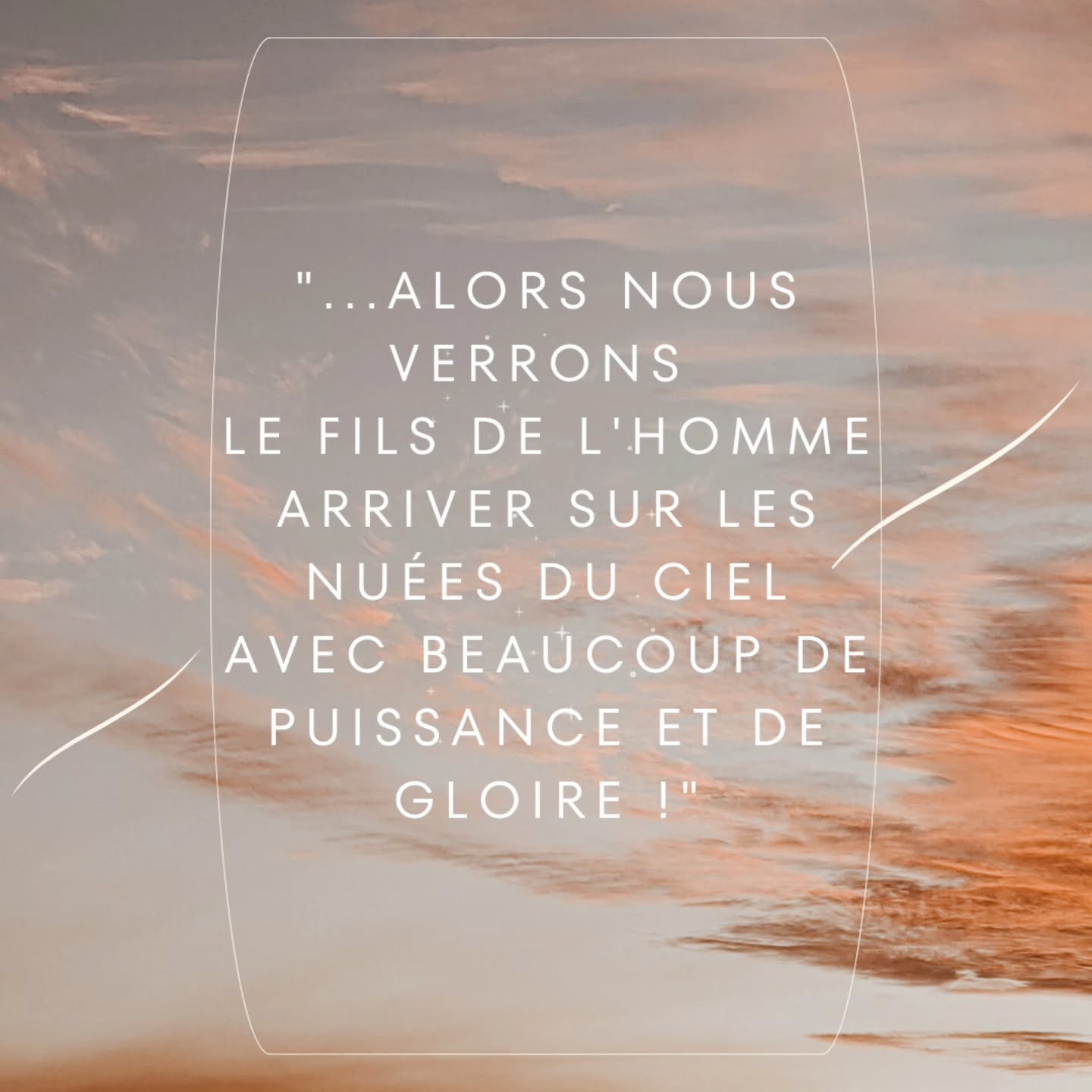 "...alors nous verrons le Fils de l'homme arriver sur les nuées du ciel avec beaucoup de puissance et de gloire !"
Amen 🙏🙏
#bibleverse #bible #evangile #foi #foichretienne #priere #dieuestamour #dieuestfidèle #pereceleste #fils #gloire #gloireadieu #puissance #amen