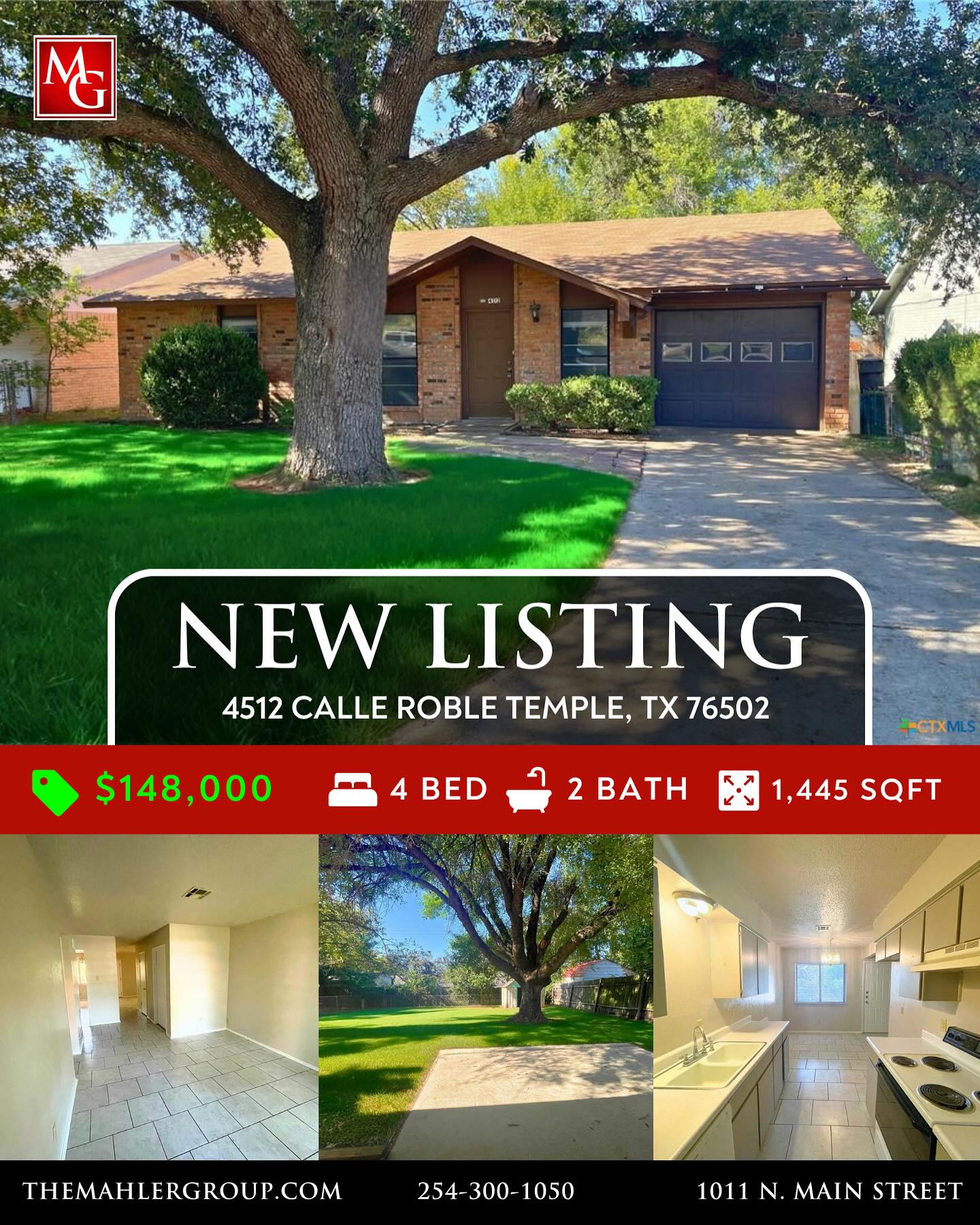 NEW LISTING!
FANTASTIC OPPORTUNITY FOR FIRST-TIME HOMEBUYERS OR INVESTORS! Discover this great 4-bedroom, 2-bath home in South Temple — a perfect blend of comfort, convenience, and charm. Step inside to find a thoughtfully designed floor plan that provides plenty of space for both relaxation and entertaining. With four spacious bedrooms, there’s room for everyone — ideal for growing families, guests, or even a home office setup. The tile flooring throughout makes maintaining a clean and cozy home a breeze! Enjoy the outdoors on the private patio, perfect for morning coffee or evening barbecues, and unwind in the fenced backyard shaded by mature trees — offering both privacy and tranquility. This home combines comfort and practicality in one great package, making it an excellent choice for a first home or an investment property. Don’t wait — schedule your showing today before this one is gone!