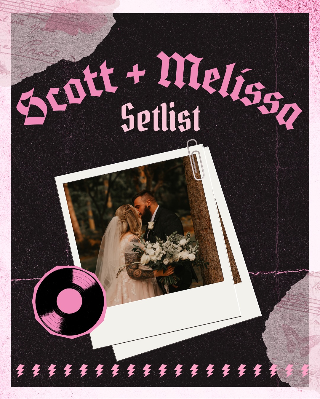 Fancy seeing what a full setlist looks like from my biggest day package? I sang all these bangers at Melissa and Scott’s incredible day back at the start of October 🤘🏼