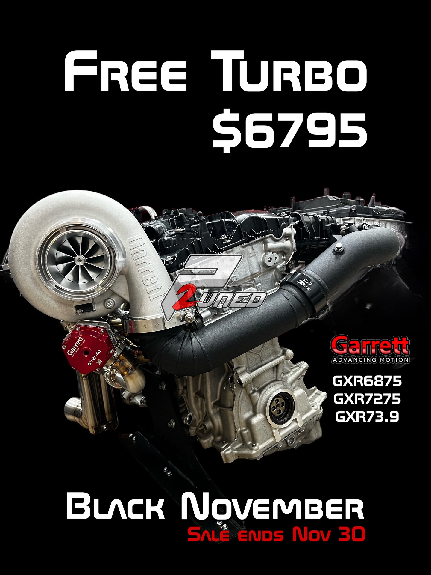 Biggest Black November deals start now! Free turbo, yes you read that correctly with a purchase of our turbo kit. There are 3 choices from 1000-1400hp option. The choice is yours. This is a limited deal on 6 port B58 kits. Will last until we run out of turbos. Let’s get it
#p2uned#garrettmotion#6port #turbokit#b58engine #topmount #recordsetting #garrettturbo