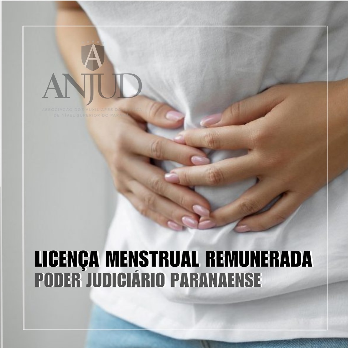ANJUD protocola pedido ao TJPR para análise de criação de licença menstrual remunerada
Medida busca fomentar políticas de saúde ocupacional e equidade de gênero no Poder Judiciário paranaense
A Associação dos Auxiliares da Justiça de Nível Superior do Paraná (ANJUD) protocolou nesta sexta-feira (7) junto à Presidência do Tribunal de Justiça do Estado do Paraná (TJPR) um pedido formal para que seja avaliada a viabilidade de criação da licença menstrual remunerada no âmbito do Poder Judiciário paranaense.
Para maiores informações acesse: www.anjud.com.br