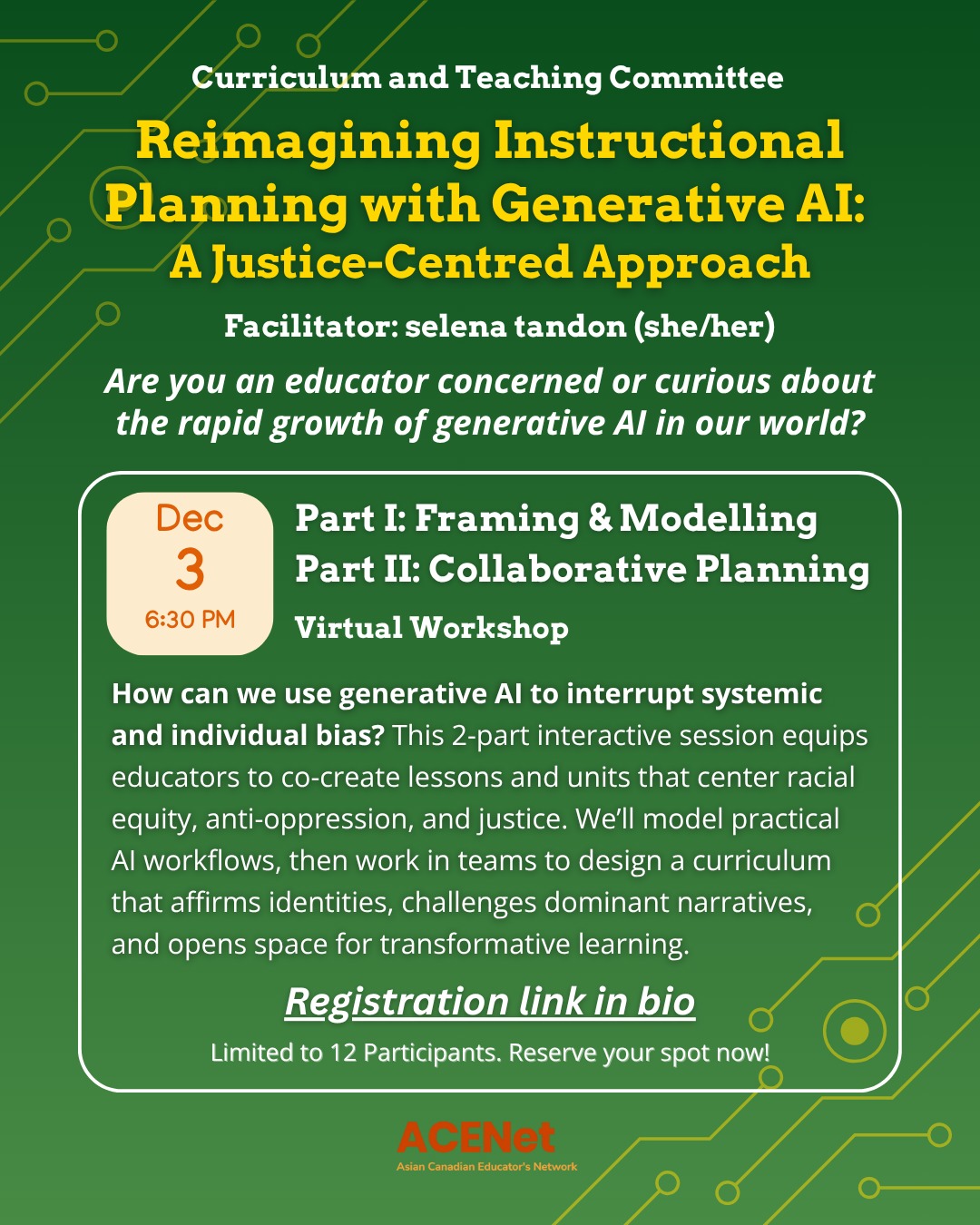 How can we use generative AI to interrupt systemic and individual bias?
This 2-part interactive session equips educators to co-create lessons and units that center racial equity, anti-oppression, and justice. We’ll model practical AI workflows, then work in teams to design a curriculum that affirms identities, challenges dominant narratives, and opens space for transformative learning.
📅 Date: November 12, 2025
🕘 Time: 6:30 PM (90 min)
📍 Location: Virtual
Registration Link in Bio (LinkTree) | Limited to 12 Spots
This workshop is developed to support educators who are seeking to engage critically with generative AI while designing curriculum rooted in equity and collective liberation. This interactive session offers space to engage critically with AI tools while co-creating curriculum that fosters student voice, belonging, and transformative learning.
Visit acenetedu.ca to learn more!
#AI #ChatGPT #DeepSeek #education #schools #toronto #onpoli #canada #onedu #teachers #antiracism #socialjustice