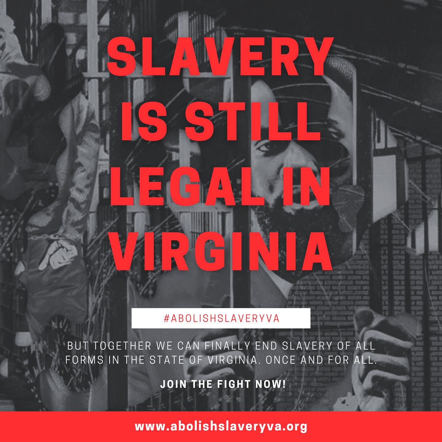 Since 2018, eight states have passed legislation to end slavery. Let’s make Virginia next! Sign our petition to show support and let our legislators know that slavery is not something we stand for in Virginia https://campaigns.organizefor.org/petitions/end-slavery-in-virginia-now?source=web_share_api&utm_source=web_share_api&share=287f14a7-a733-4a0d-9289-764e1a9249f8