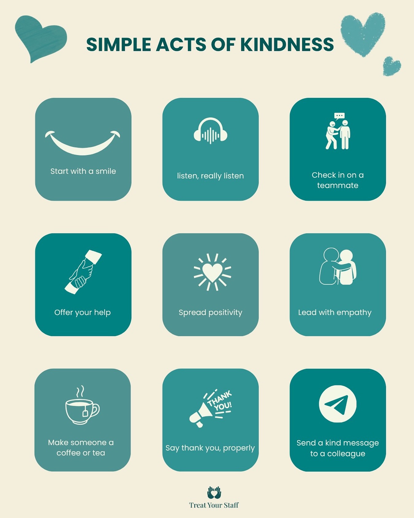 This #worldkindnessday , start with one small act.
It could be a smile, a compliment, or even a simple “hello”. You never know whose day you might brighten, or how much that small moment might mean to them.
Let’s build workplaces where kindness isn’t the exception, it’s the culture.
#WorldKindnessDay #WorkplaceWellbeing #TreatYourStaff #EmployeeWellbeing #KindnessAtWork #BeKind #MentalHealthAtWork