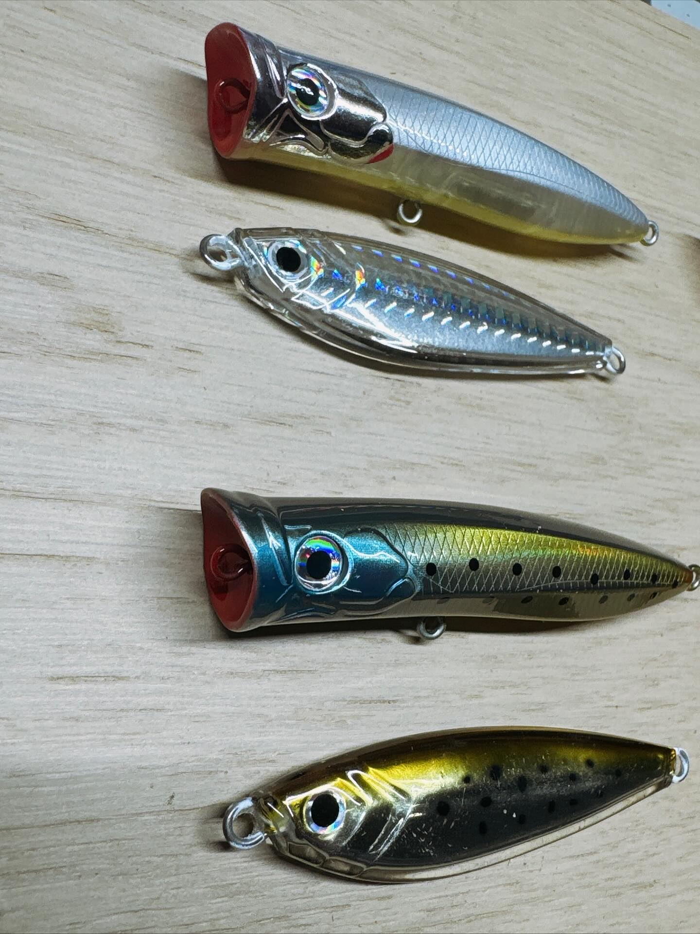 The ‘HardShell’ Peanuts have inspired a small versatile popper to draw strikes on top. Coming early 2026. These poppers are 3” long and weight a 1/2 ounce. They will likely come rigged with a belly hook and a flag on the tail.