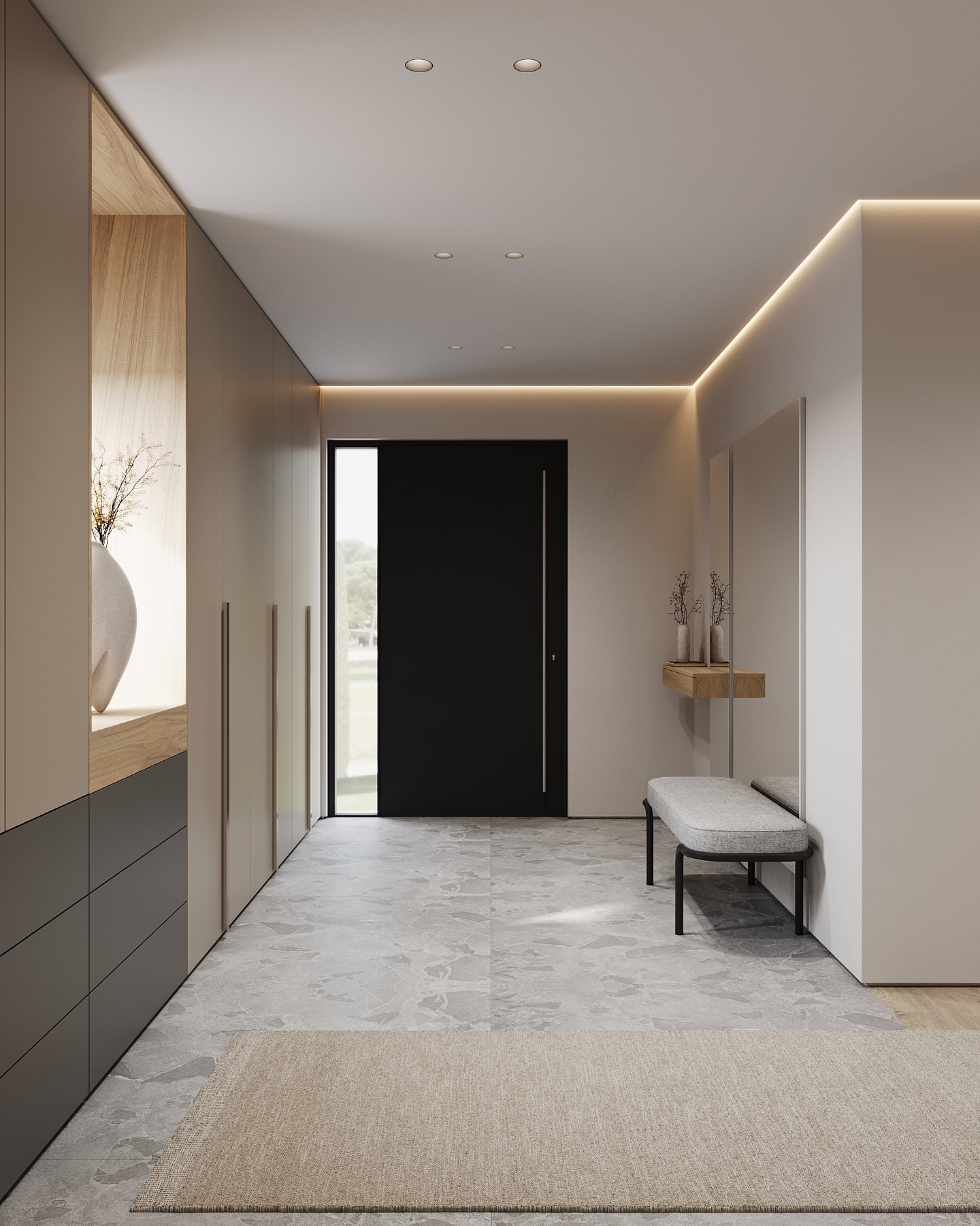 Spacious hallway design✨
______________________
•design-project “Nordic Ember”
•#did_nordicember
•design: @design.in.details
•location: Zagreb, Croatia
______________________
📩DM to begin your design journey with us
#interiordesign #hallwaydesign #modernliving #interiorarchitecture #archvisuals #renderoftheday #renderlovers #miamiinteriordesign #entrydesign #luxuryhomedesign