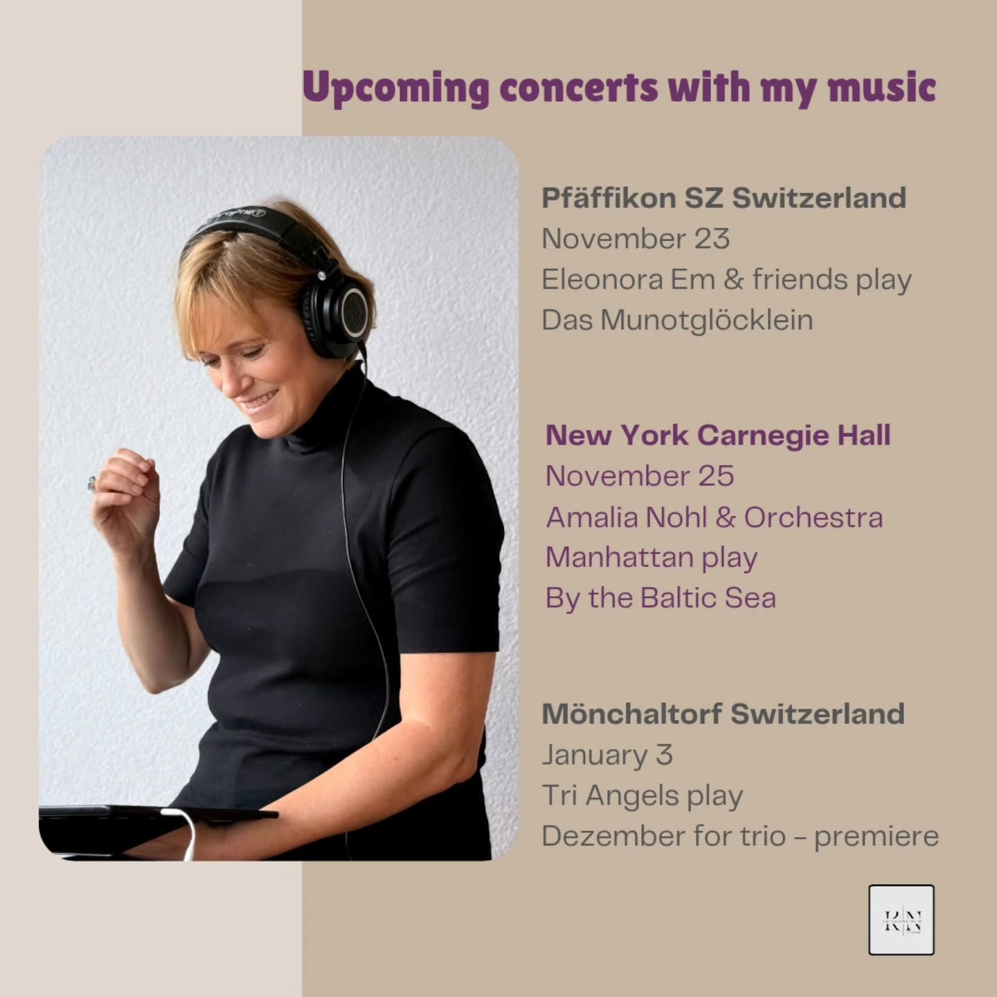 My upcoming concert dates where some of my pieces will get performed.
I try to attend as many as possible but it doesn't always work out.
Thanks to
@eleonora_em_miracleofmusic
@anastasiiakusnetsov and
@amalia_nohl
Every performance reveals a new version and a personal touch of the performer.
That's so interesting! Thanks to all performers.🎶🙌