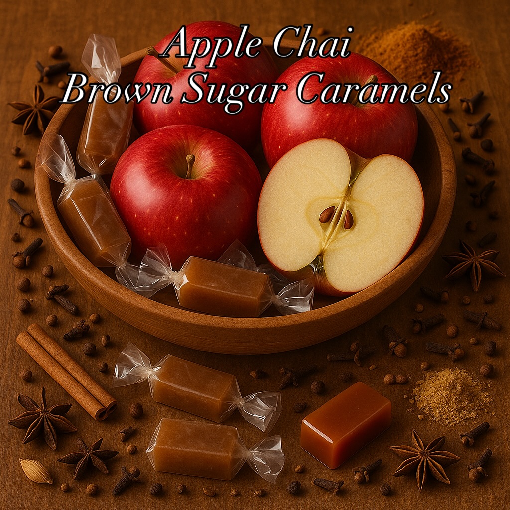 Meet Apple Chai, our newest addition to the decadence that is Brown Sugar Caramels. Think smooth, buttery caramel with gentle apple brightness and just a hint of cinnamon, cardamom, and other chai spices. It’s comfort, elevated.