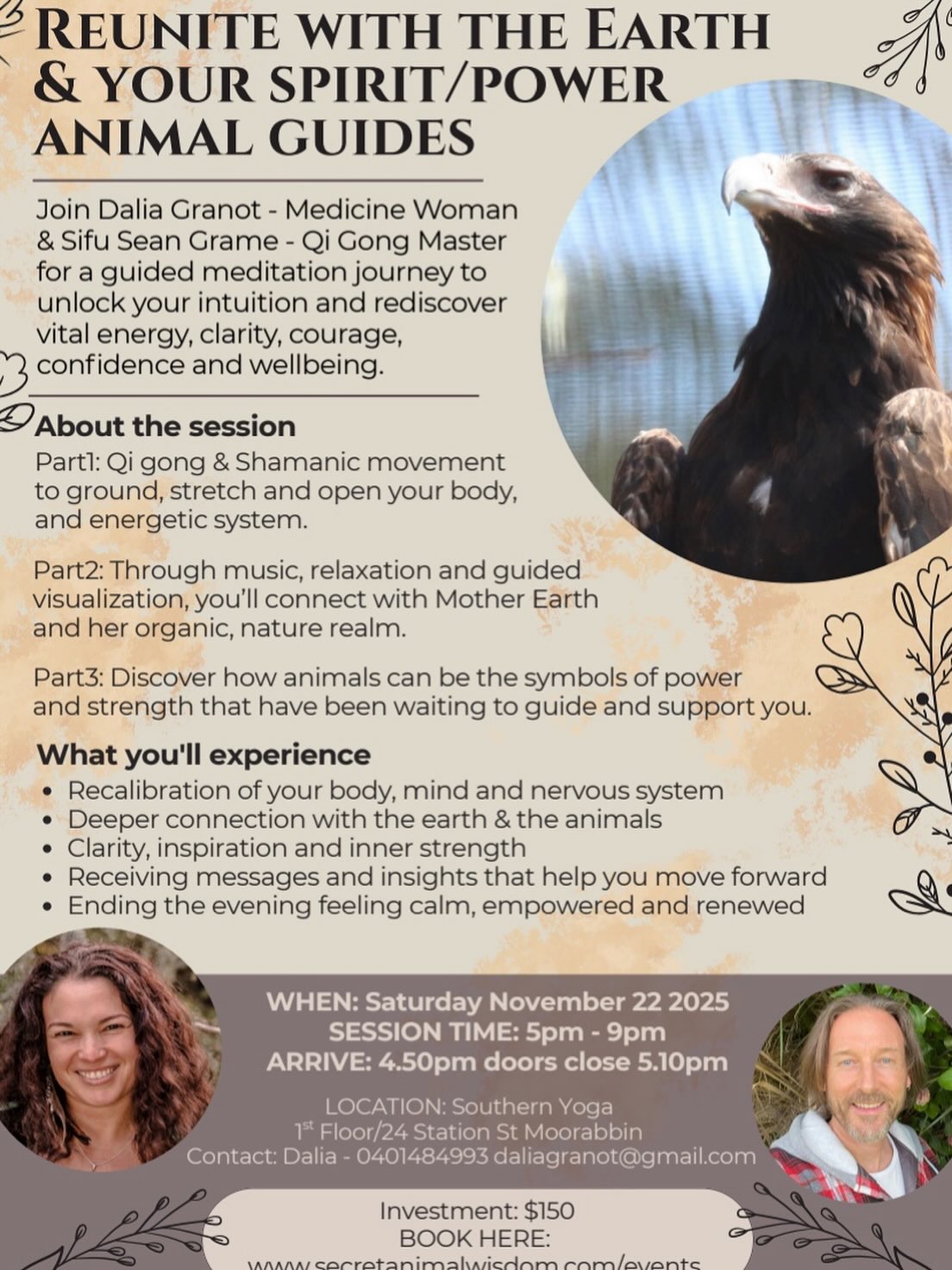 Craving a reset? Seeking clarity or simply want to relax, have fun & meet your incredible animal team…these events are powerful & life changing…Book your ticket by 11pm tomorrow 11/11 & receive a natural flax lavender eye pillow to take home on the night xx a hug for your eyes 💙💙
Book by 11pm here:
www.secretanimalwisdom.com/events
#southernyogastudio
#medicinewoman
#melbourneevents
#guidedmeditation
#qigongmaster