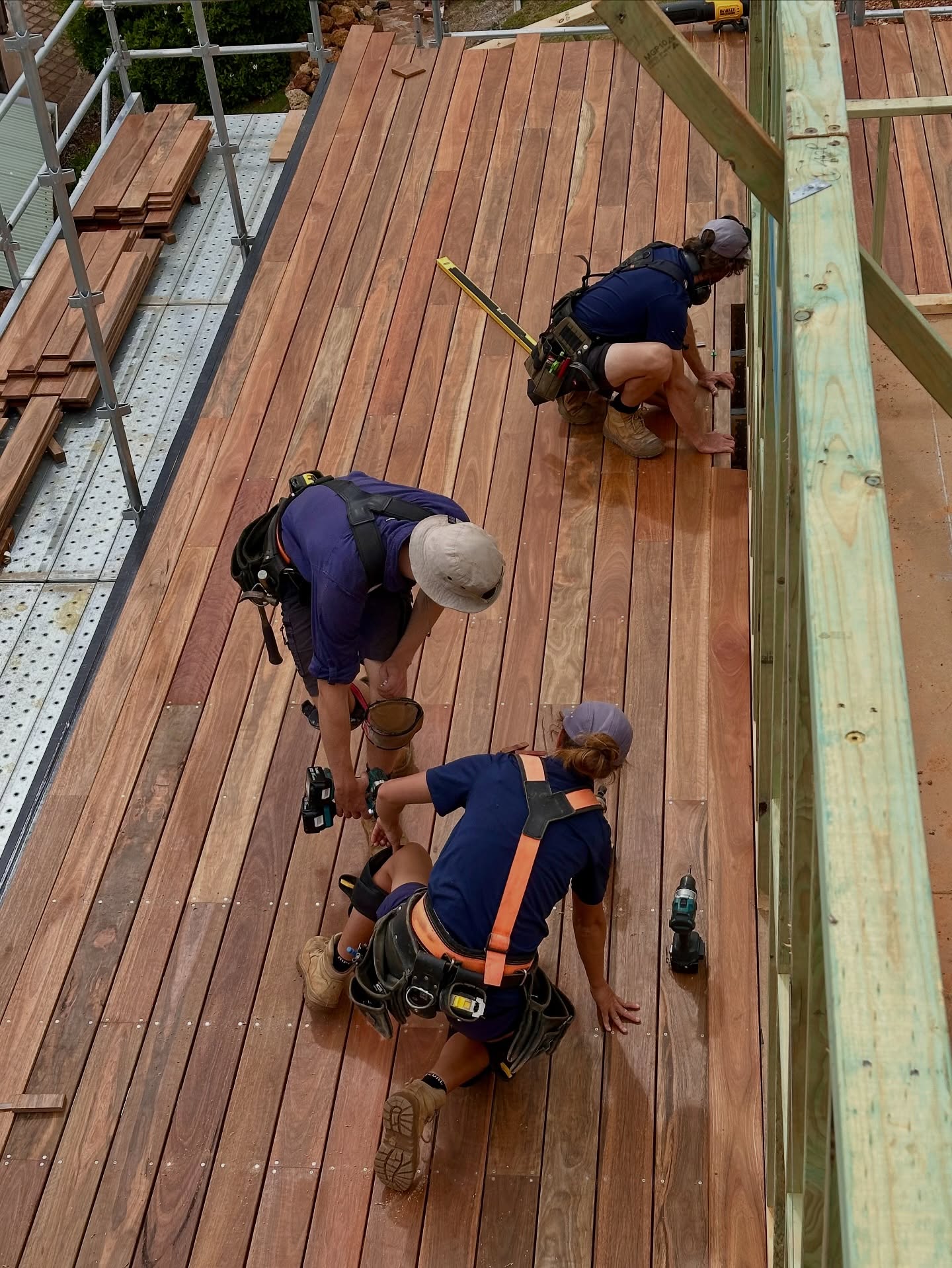 All hands on deck. @thorntons_hardware_mitre10 providing the spotted gum goods on our Nornalup BAL 29 project 🔥