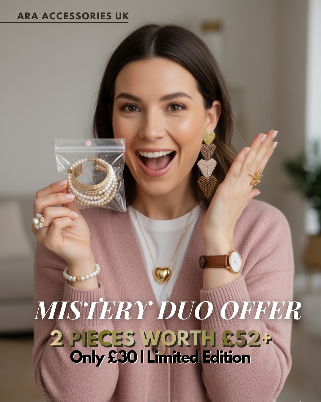 MYSTERY DUO IS OUT!!!
✨ The Mystery Duo has arrived — and it’s bringing BIG thrills for a tiny price! ✨
Get ready for the perfect mix of newness and nostalgia, because who says old and new can’t shine together?
With our Mystery Duo, you get a stunning piece from the latest collection, PLUS a surprise gem from our previous releases… all for just £30. (Normally £52+).
Yes, you read that right, a fresh new favourite and a secret extra piece that’s basically FREE. 🤩
If you love surprises, unbeatable value, and pieces that make you say “OMG I needed this”… then this is your moment.
🤎Grab your Mystery Duo now and let the magic unfold! Limited Edition