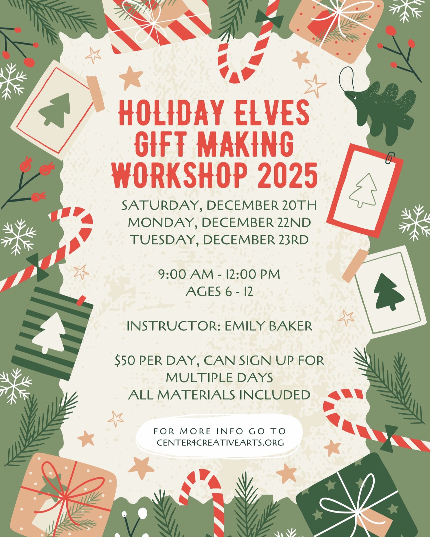 Sign up for our Holiday Art Workshops today! Registration information is in the link in our bio.