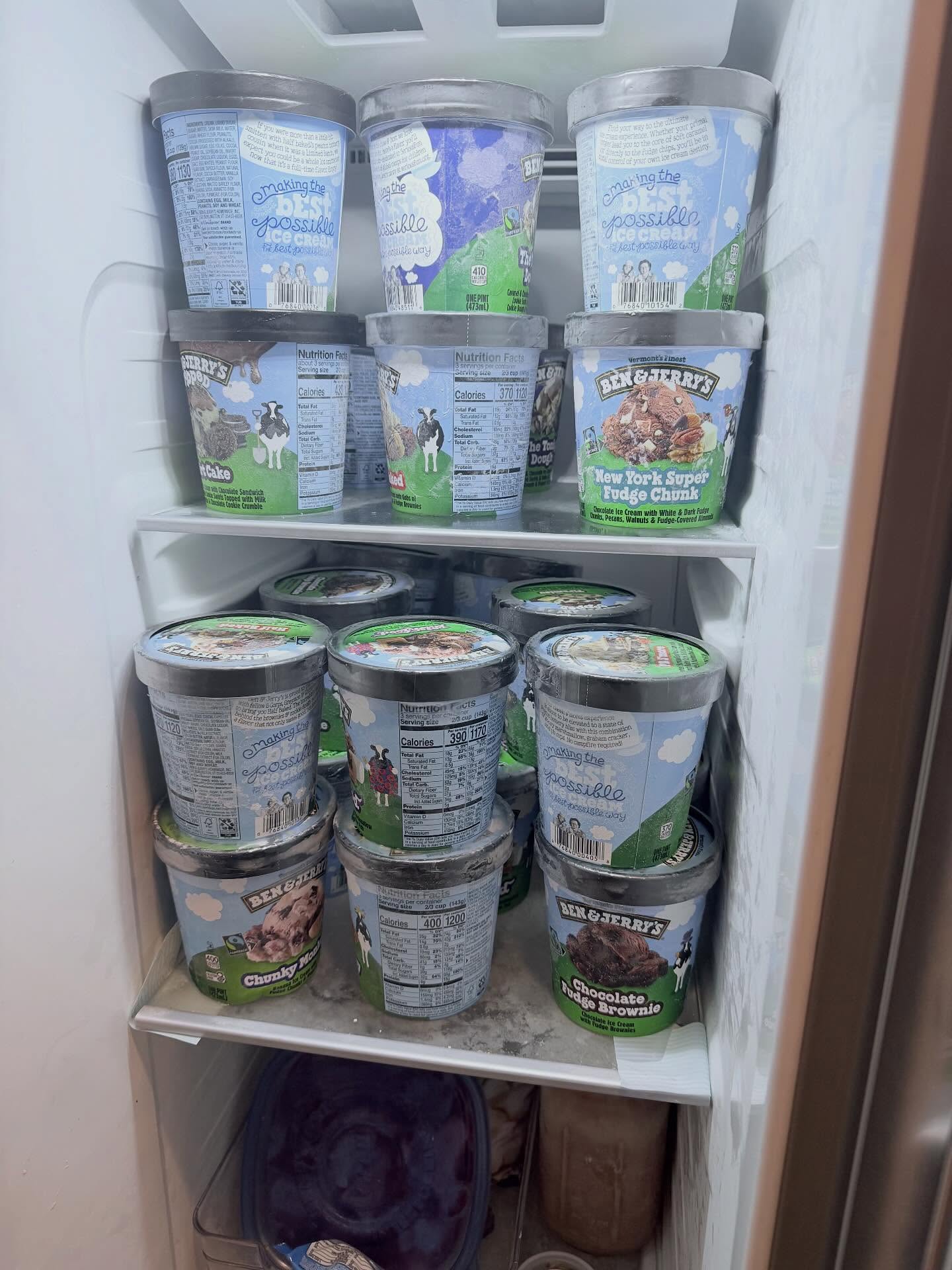 GREAT NEWS, Ben & Jerry’s was double discounted to $1.25 per pint, so I bought as much as our freezer could hold. Bad news, apparently I ordered four bunches of bananas instead of four bananas, so now I have 10.2 pounds of bananas.🍌💁♀️