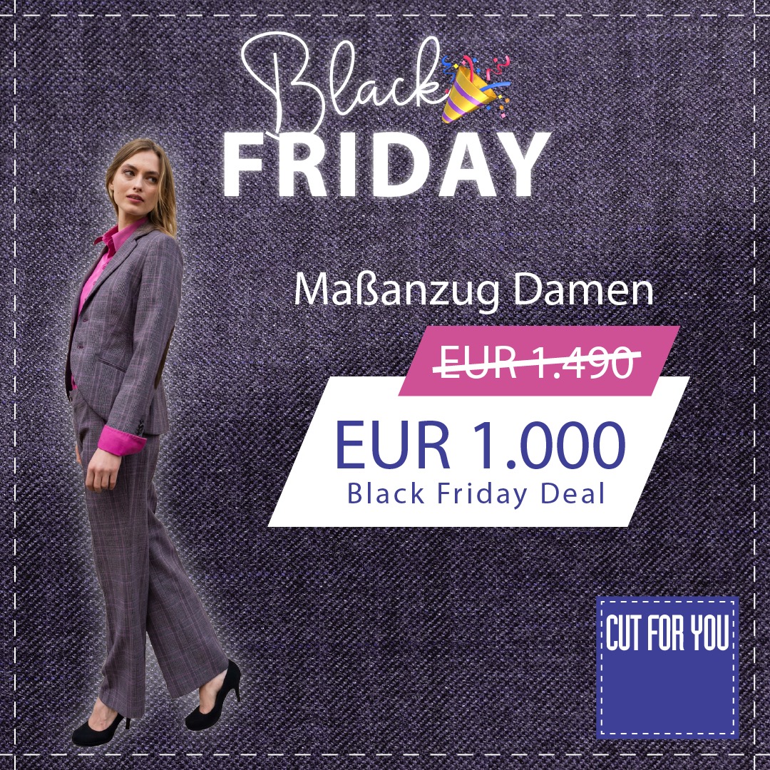 Black Friday bei Cut For You! Bis zum 29. November 2025, haben Sie die einmalige Gelegenheit, ausgewählte Maßbekleidung mit einem sensationellen Preis-Leistungs-Verhältnis in bester Cut-For-You-Qualität nach Ihren Maßen und Wünschen zu bestellen. Oder Sie nutzen die Chance und lassen sich über die Black-Friday-Angebote einen personalisierten Geschenkgutschein ausstellen, mit dem Sie Ihre Lieben zum Weihnachtsfest glücklich machen können.
Wir erstellen für alle Cut For You - Maßprodukte auch personalisierte Gutscheine, damit Sie auch Ihren Lieben ein individuelles und unvergessliches Geschenk übergeben können.
Übrigens: Mit dem Erwerb von Maßbekleidung tragen Sie dazu bei, unsere Umwelt zu entlasten. Bei Cut For You wird kein Kleidungsstück produziert, das nicht auch den Weg zu Ihnen, unseren geschätzten Kunden, findet. Das Vernichten von riesigen Mengen nicht verkaufter Kleidungsstücke nach jeder Saison entfällt bei uns. Hinzu kommt, dass Ihnen unsere Kleidungsstücke durch eine hochwertige Fertigung und besten Materialien lange Freude bereiten werden. Maßbekleidung ist gelebte Nachhaltigkeit.
Cut For You ist Berlins Maßbekleider für Damen und Herren - im Regierungsviertel seit 2003. Wir sind stolz darauf, mehr als 6.000 Kunden betreuen und von unserem ausgezeichneten Preis-Leistungsverhältnis überzeugen zu dürfen. Neben einer persönlichen Beratung setzen wir auf die Unterstützung von 3-D-Bodyscannern, um eine perfekte Passform Ihrer Maßbekleidung zu erzielen.
Wir freuen uns auf Sie! Vereinbaren Sie gleich Ihre ganz persönliche Maßnahme unter 030-28099981 oder unter cutforyou.com/terminvereinbarung
#cutforyou #berlin #maß #madetomeasure #mtm #maßhemd #maßanzug #mode #herrenmode #damenmode #luxus #individual #mitte #regierungsviertel #3dbodyscanner #3d #bodyscanner #cut #frack #smoking #vanlaack #scabal #gentleman #maßtage #blackfriday #angebot #gutschein