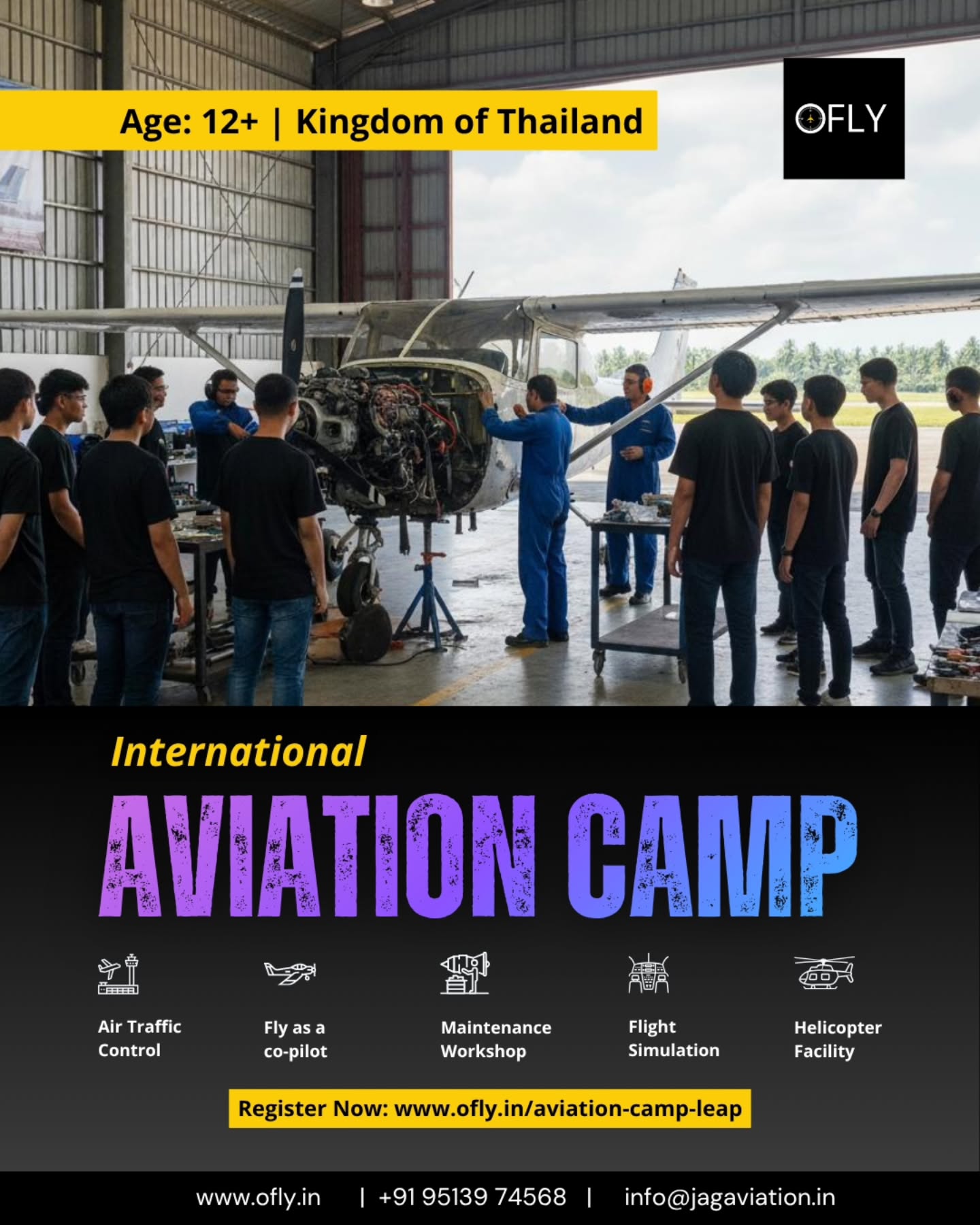 Dreaming of flying high? Your journey begins here!
Join LEAP Aviation Camp in Thailand — an exclusive international camp for school & college students to discover aviation through real aircraft visits, discovery flights, and industry interactions.
🌤️ Turn your curiosity into confidence with OFLY.
#OFLY #LEAPAviationCamp #AviationEducation #ThailandCamp #AviatorMindset