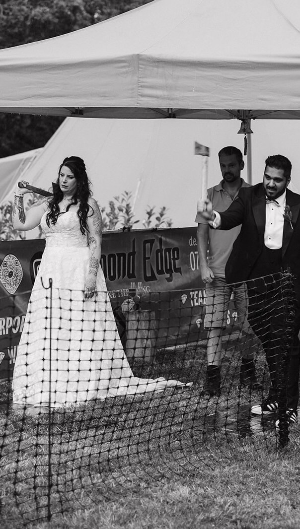 Take me backkkkk to this epic party for Samm and Mukky over at the brilliant @tipisatrileygreen a proper emo/vimto/ disco ball festival of a wedding 🪩🍇🏁
We had dogs, axe throwing, a gentle mosh pit and so much more at this wonderful day. I sang Samm down the aisle to this gorgeous song by The Home Team and the rest of the day was an emo/ pop punk/ metal heads dream land
My highlight of the day was singing along with all their mates which you may have seen from the Duality video…
I want to do it all again please!
Venue: @tipisatrileygreen
Photos: @gavinalexanderphotography
Axe Throwing: @diamondedgeaxethrowing