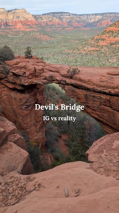 Devil's Bridge 🌵🪨
IG vs reality
We usually try to stay off the beaten path when traveling and avoid crowds, but had to make some concessions this trip. This was by far the busiest destination I had ever hiked to. We had the kids with us so had to find short/medium hikes with high yield views and had to make sure everyone was well rested, well fed, and well hydrated. We ended up waiting about 45 minutes at the top to get a picture at the bridge. This allowed for a good break for us and the kids though!
Here are some things you can do to try to avoid the crowds:
✨ Travel in the off season 🗓️
✨ Leave EARLY! I'm talking about stepping onto the trail at 6am. 🕕 First on the trail means first to the destination!
✨ Choose harder, more remote trails. 💪🏼 Easier means more people can do it.