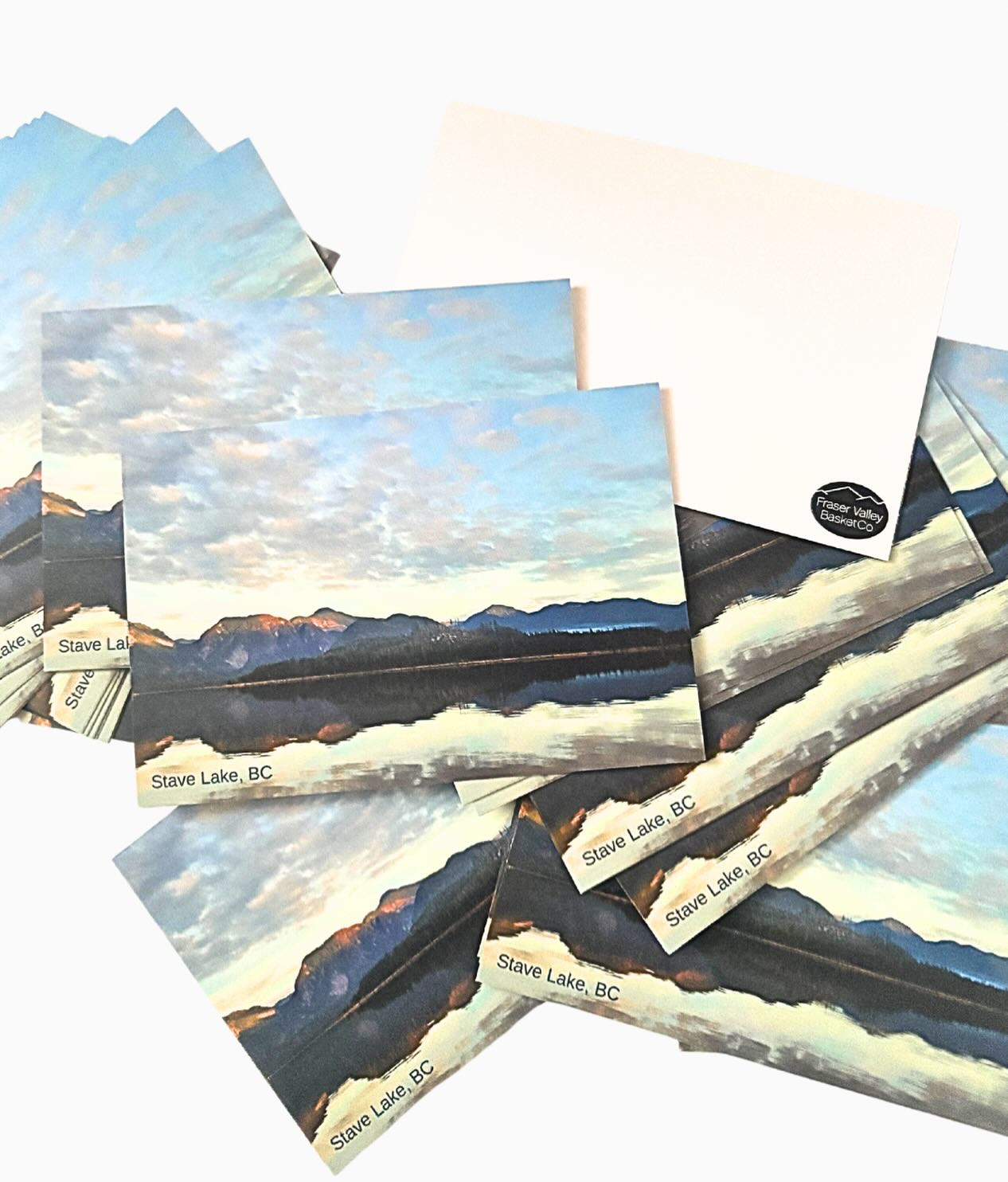 New note cards are in, and I love how they turned out! This one features a photo I took at Stave Lake, the clouds were so dreamy that day. I’ll be using these for the messages in your gift baskets and gift boxes, adding a little BC beauty to every order.
#FraserValleyBasketCo #FraserValley #AbbotsfordBusiness #ShopLocalBC #SupportLocalBC #BCMade #StaveLake #FraserValleyPhotography #HandwrittenNotes #GiftBasketsBC #BCGifts #SmallBusinessBC #BehindTheScenesBC #StationeryLove