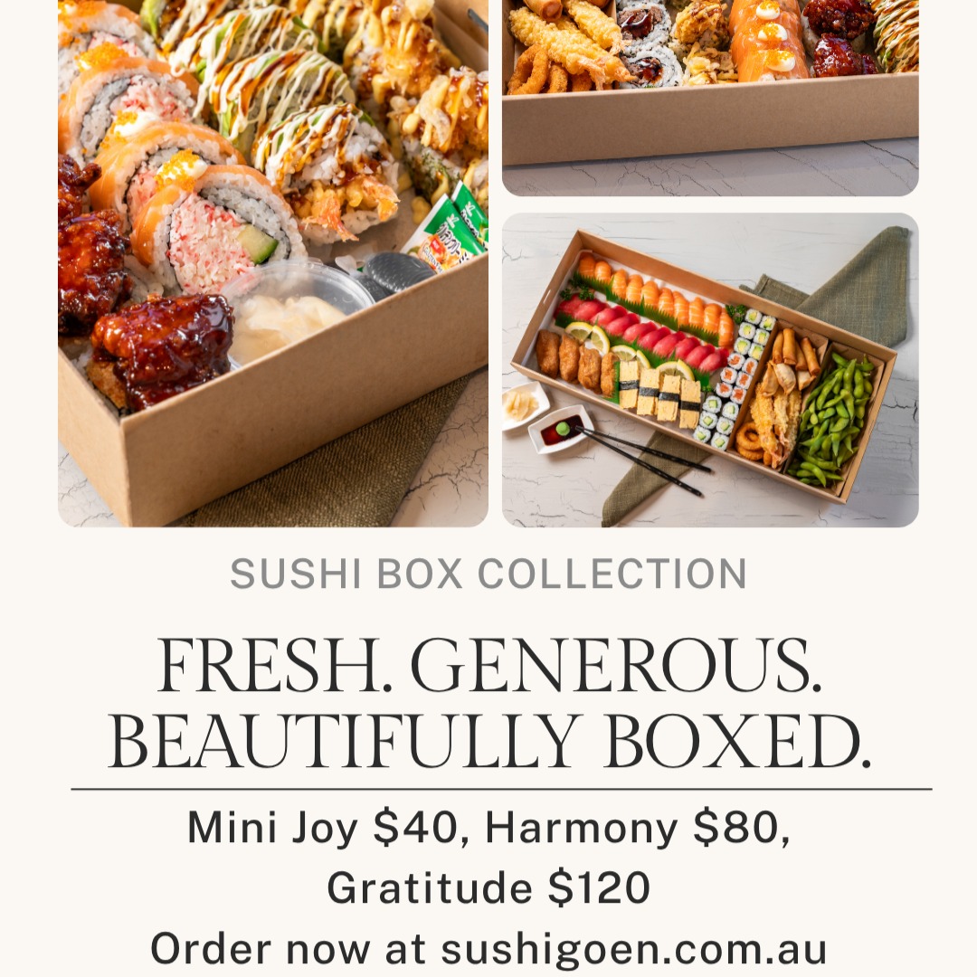 Sushi Box Collection by Sushi Go-En
Fresh. Generous. Beautifully boxed.
Perfect for sharing, celebrations, and everyday moments.
Mini Joy โ $40
Harmony โ $80
Gratitude โ $120
Order now at sushigoen.com.au
#sushibox #sushigoen #brisbaneeats
#brisbanefood #japanesefood #brisbanelocal
#sushi #foodshare #foodlover #australiaeats
#salisburyfood #freshsushi #brisbanerestaurant
๐๐๐