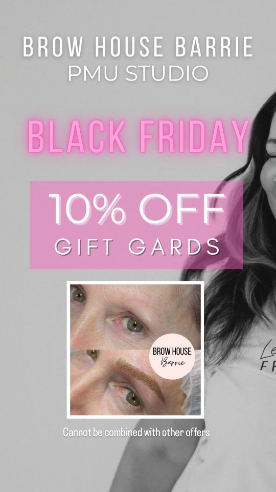 Black Friday just hit Brow House Barrie 🌶️
Enjoy 10% off all gift cards until Nov 30!
The best brow deal of the year — and it only happens once. 🔥
🎄Treat yourself or get started on holiday gifts for that special someone - there is nothing like the Gift of Confidence ✨
#barriepermanentmakeup
#barriepmu
#powderbrowsbarrie
#microbladingbarrie
#barrieblackfriday