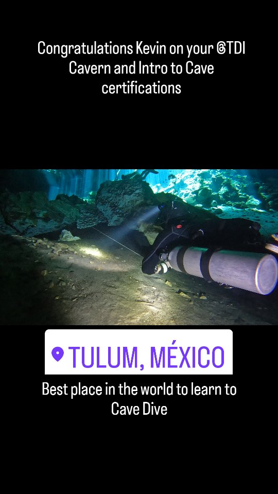 Congratulations Kevin on your @TDI Intro to Cave certification. 5 great days of training then a day to enjoy the caves if Tulum with no more skills ! Welcome to the world of cave diving and doing gas calculations in metric !
#tdisdi #sidemountdiving #cavediving #cavetraining #tulumdiving #scuba