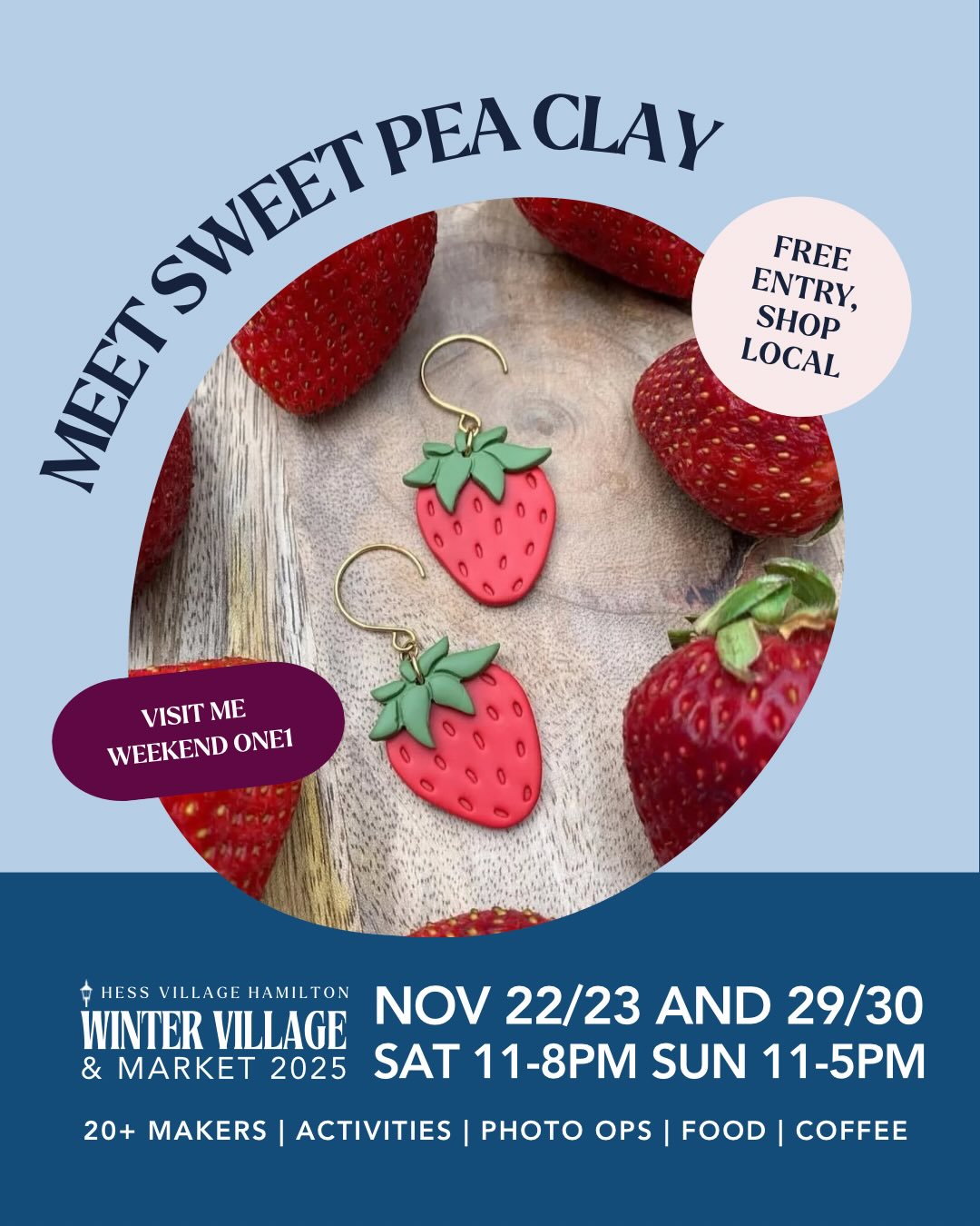 Meet Carly, of @sweetpeaclay
My name is Carly! I love trying new creative things. I work in construction so having found my passion in clay helps me fulfill my creative side.
Sweet Pea Clay is my creative outlet! Bringing out the fun bright colours on tested hypoallergenic hardware to create the perfect earring for everyone!
I have done lots of testing to help find hypoallergenic hardware that works. I love the atmosphere that markets have, connecting with fellow makers and making someone’s day!