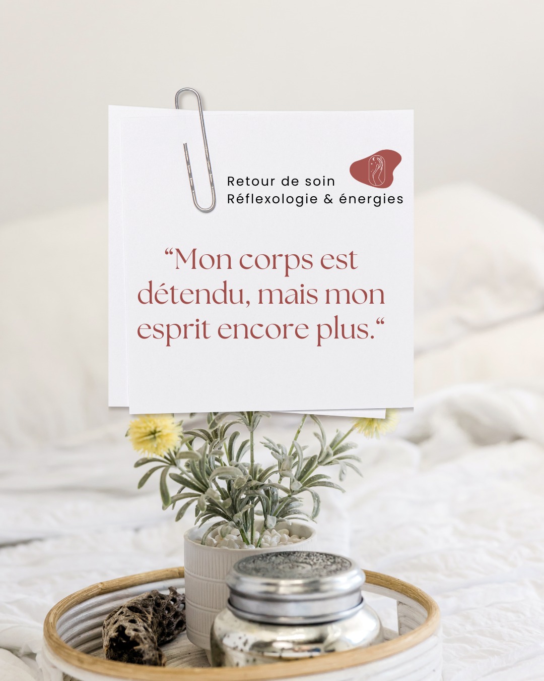 💬 « Mon corps est détendu, mais mon esprit encore plus. »
➡️ Les soins ne s’arrêtent pas aux pieds ou au corps : ils agissent aussi en profondeur, sur le mental et les émotions.
Une vraie bulle de sérénité 🕊️.
Prêt(e) à relâcher aussi l’esprit ?
Tout bénef’ 🤩
___________________________
✨ Réflexologie & énergies
🦶 Soins de réflexologie plantaire
👐 Soin énergétique
🌈 Retrouver un équilibre émotionnel & découvrir le pouvoir d’auto-guérison
🌿 Soins thérapeutiques, doux & personnalisés pour libérer le corps et l’esprit
📆 Réservez votre parenthèse de bien-être : https://www.carolinestouls-reflexologue-nantes.fr/tarifs-et-reservation
#Reflexologie #Nantes #BienEtre #SoinEnergétique #Detente #Equilibre #LacherPrise #CestVousQuiLeDites