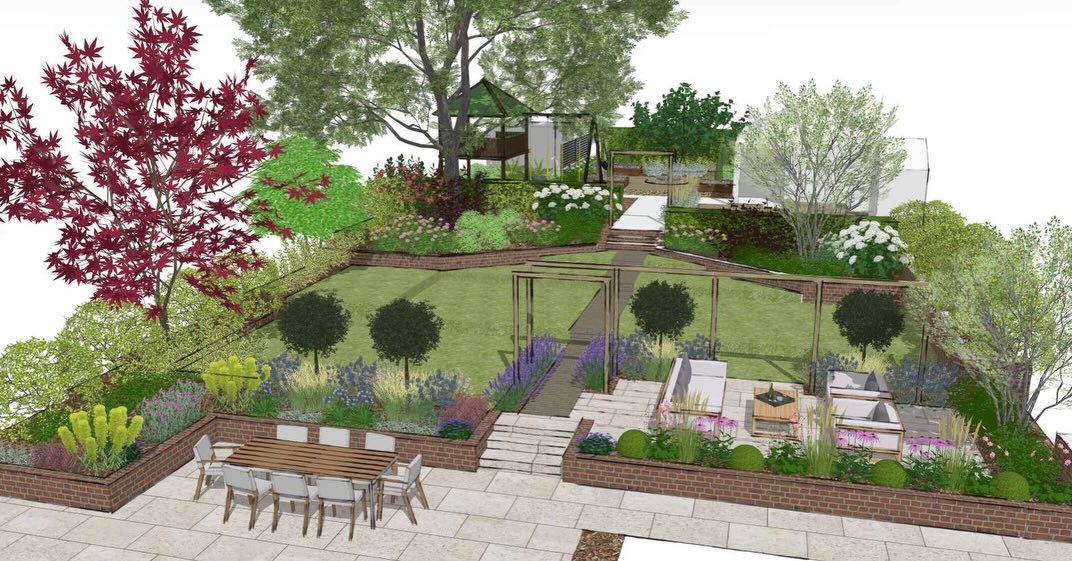 🍏 Transforming an older style garden into a new family space for entertaining and play. Much of the hard landscaping is retained and the new design has been woven around existing features, trees and garden buildings. Working through the detailed plans and getting them ready to present to the client. Always a joy to work with a client who loves gardening! #gardendesignerhertfordshire #gardendesign #sustainablegardendesign #gardendesigner #urbangardendesign #plantingforbiodiversity