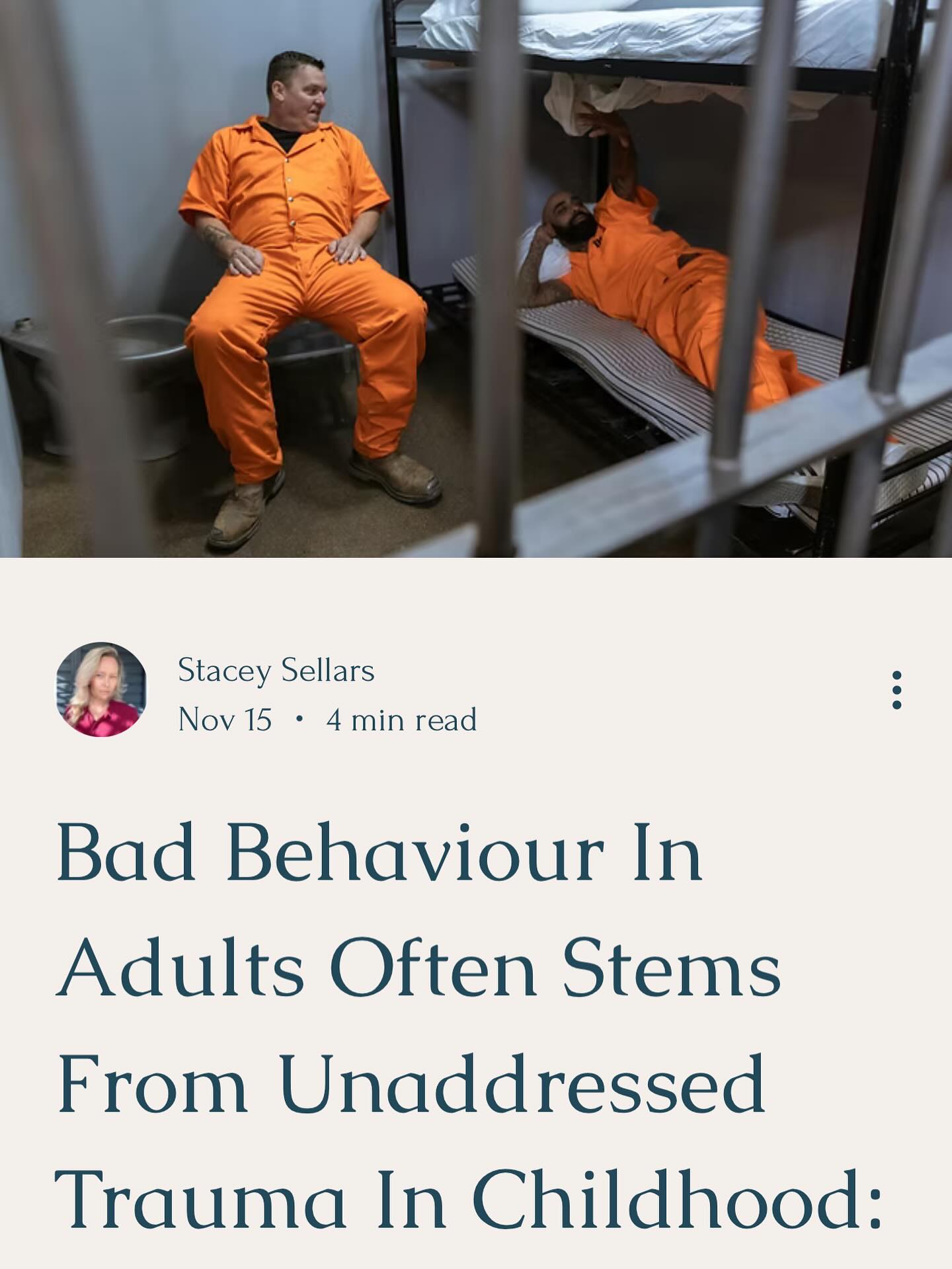⭐️Here’s an excerpt from my latest article:
It’s very easy to judge and condemn someone for bad behaviour with indignant contempt. But the truth is, most people aren’t born bad; they usually have a back story filled with all sorts of horrific, unresolved trauma from childhood. When we look at the root causes of violence, addiction, or destructive behaviour in adults, childhood trauma is almost always at the core.
I’ve been reading this non-fiction book called “The Ice Man”. It’s the story of a man who became a contract killer for the Mob in New Jersey. He killed more than 200 people throughout his career (if you could call it that), and his personal life. Now, I’m certainly not condoning his behaviour; it’s cold, it’s callus, and spine-chillingly mortifying! However, I couldn’t help but notice the atrocities from his own childhood that clearly led to him becoming a serial killer and assassin — a very extreme example of what unaddressed childhood trauma can turn into.
His father was a brutally violent man who used to bash him, his mother, and brother to a pulp on a regular basis. In fact, his father bashed his older brother to death in front of him when he was just five years old...
⭐️ To read the full article on Insta follow the link in bio and click ‘latest article’.
To read on Facebook click the link below👇
https://www.staceysellarscoaching.com/blog
#childhoodtrauma #badbehaviour #traumarecovery #addiction #jail #crime #violence #violenceawarness #mentalhealthawareness #holistichealing #newearthleadership #5dconsciousness #spiritualawareness