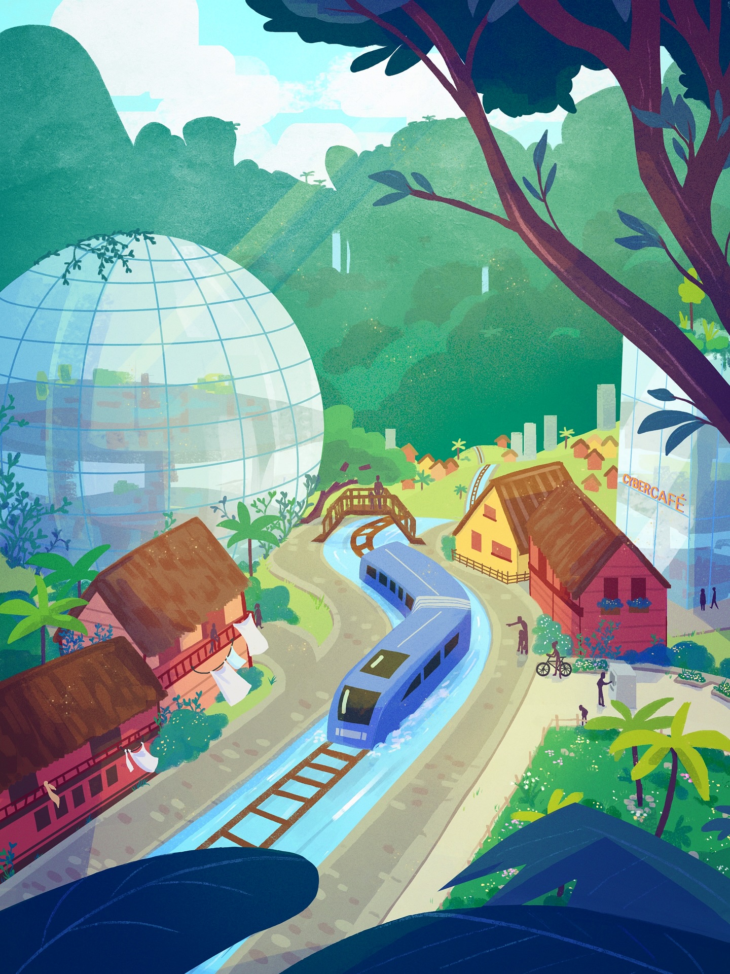 Another illustration for the science debate game with @arbre_des_connaissances
Artist tip 💡: if you really struggle with a certain perspective, an object, an angle etc, just build a simple 3d scene or take a free 3d object to turn around, find the right angle and use it as a reference or simply trace the line (what I did because I was pissed off by the perspective hahah)
This country is inspired by Southeast Asia and has a collective and open source relationship with digital technologies.
_________________________
Made with @procreate
_________________________
#illustration #sciart #scicomm #mediationscientifique #scientificillustration #childrenart #vulgarisationscientifique